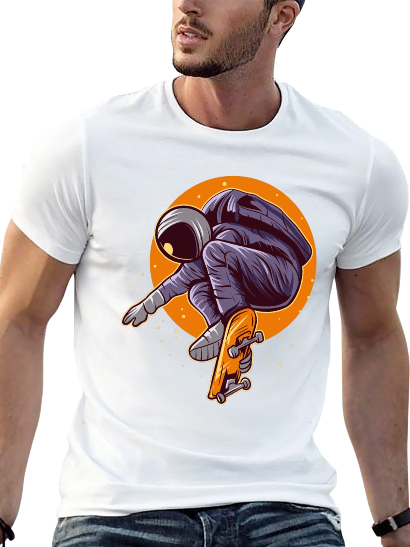 Astronaut Skateboarder Graphic Tee