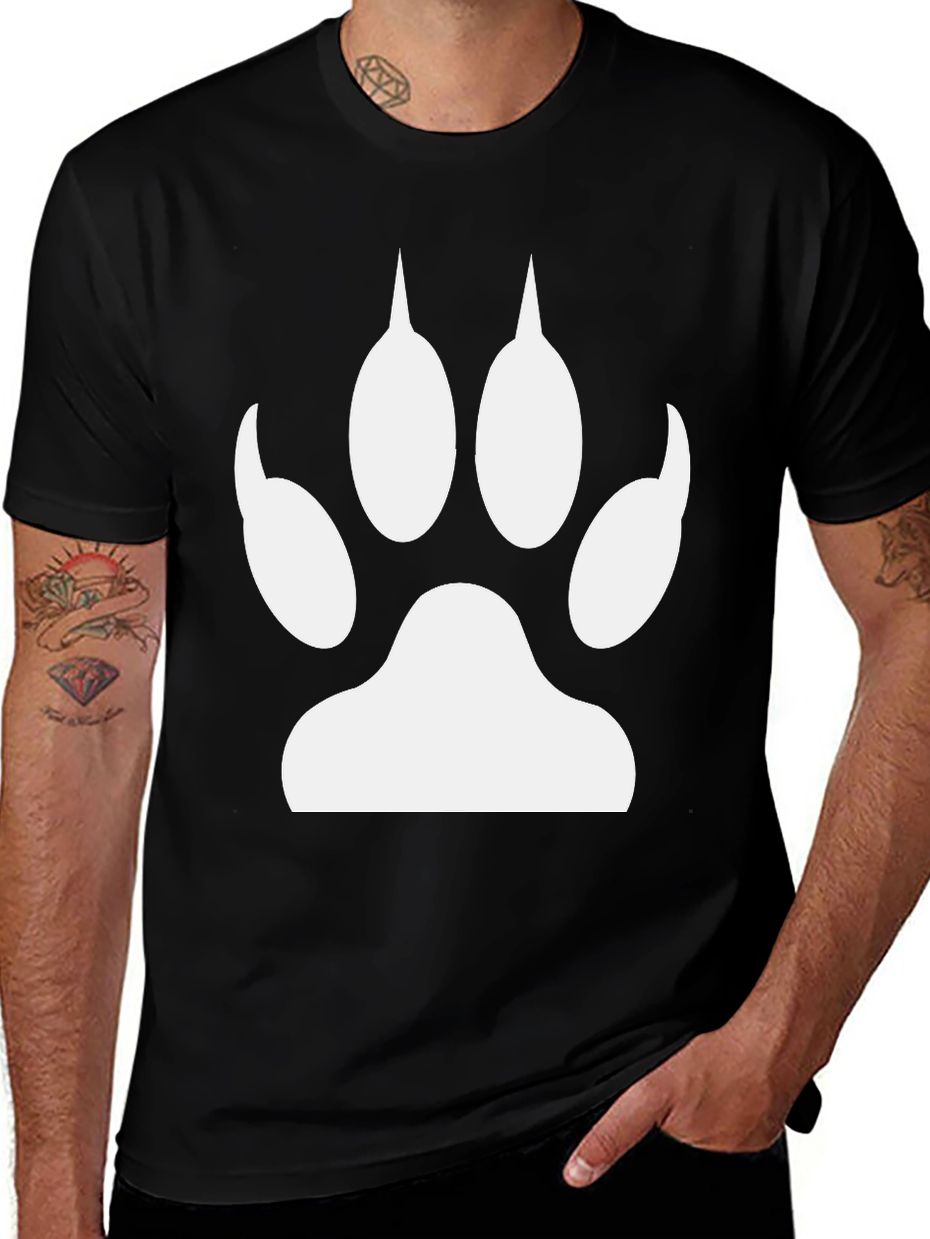 Paw Print Graphic Tee - Black Casual Shirt