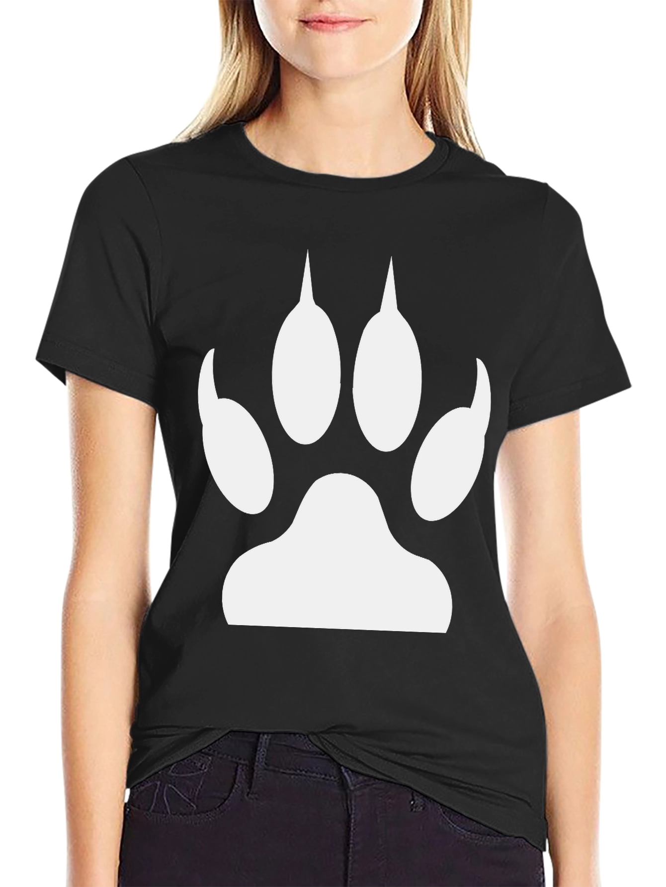 Paw Print Graphic Tee - Black Casual Shirt