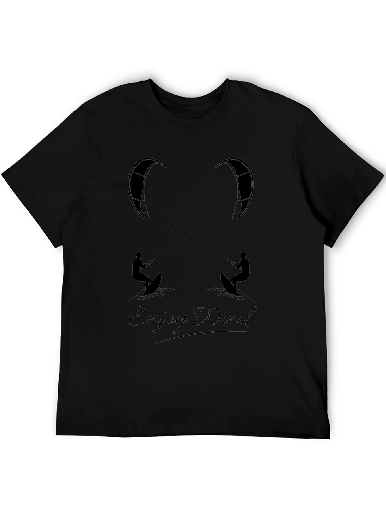 Enjoy Wind Black Graphic Tee - Kitesurfing T-Shirt
