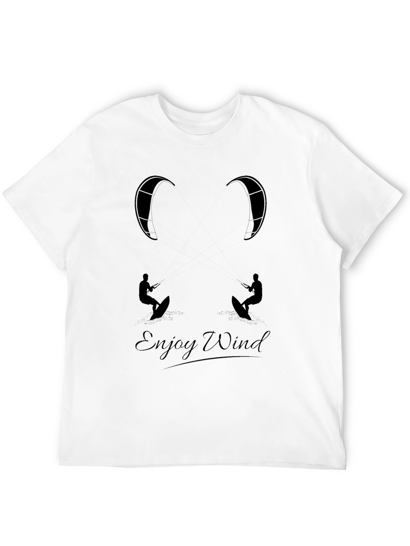 Enjoy Wind Black Graphic Tee - Kitesurfing T-Shirt