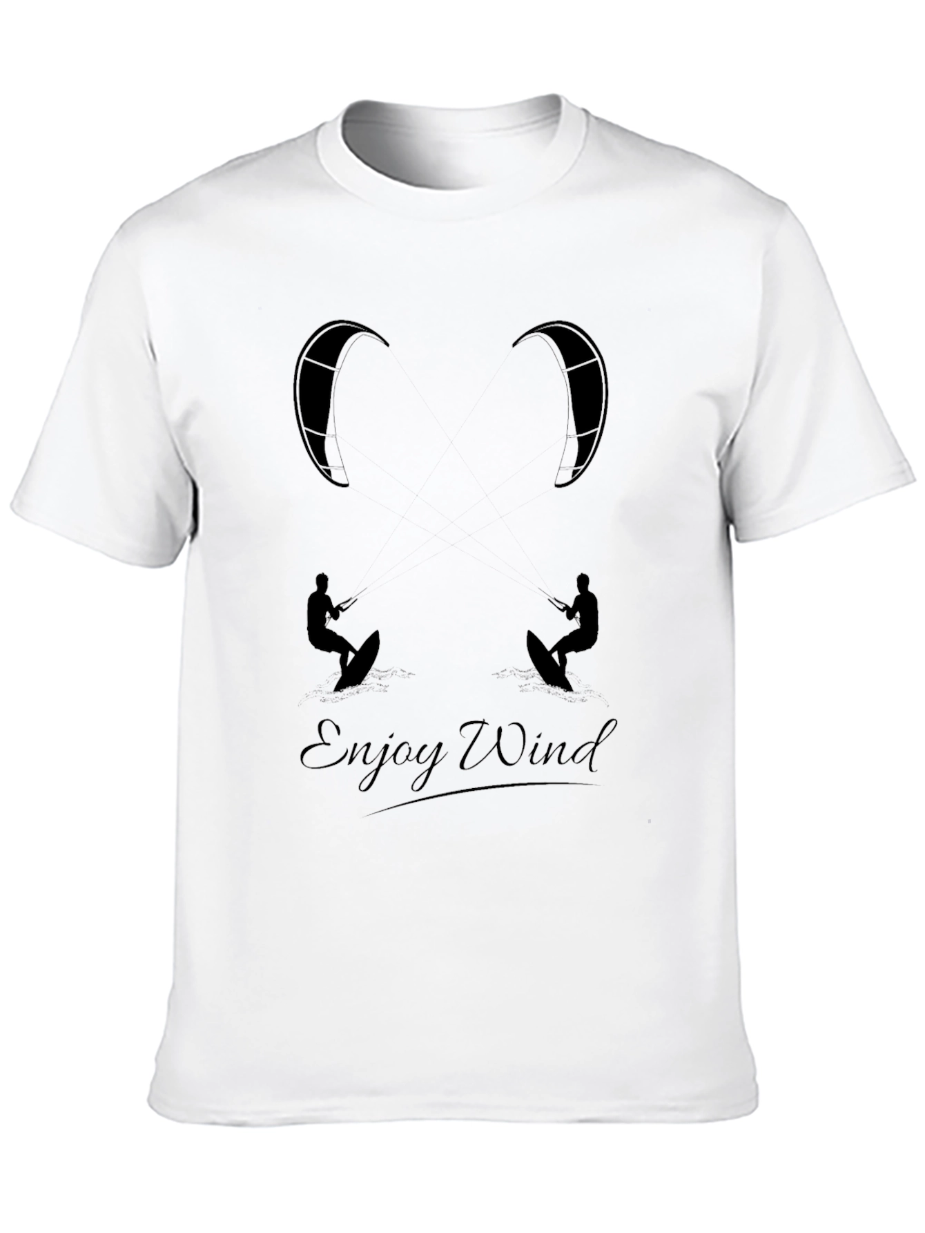 Enjoy Wind Black Graphic Tee - Kitesurfing T-Shirt