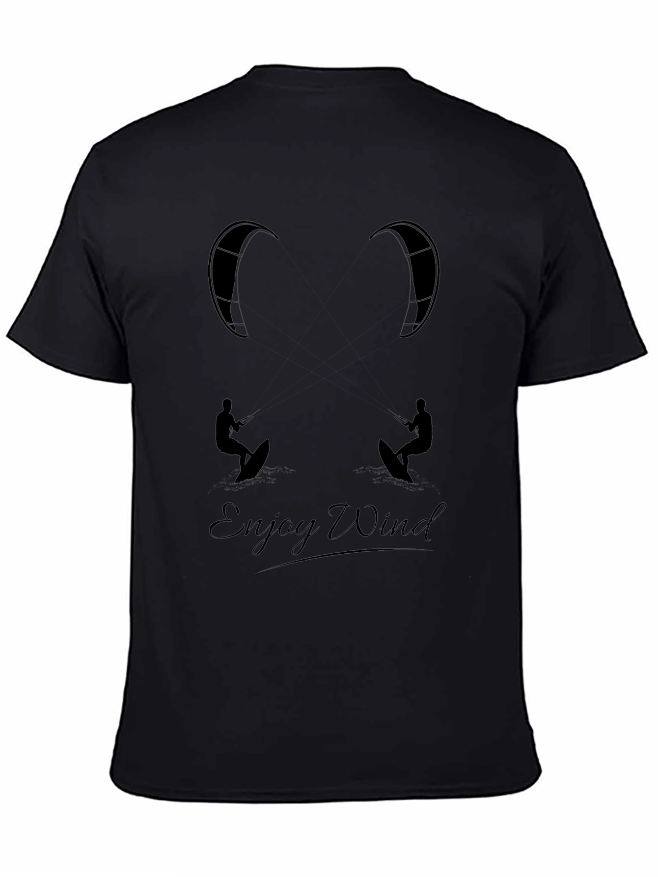 Enjoy Wind Black Graphic Tee - Kitesurfing T-Shirt
