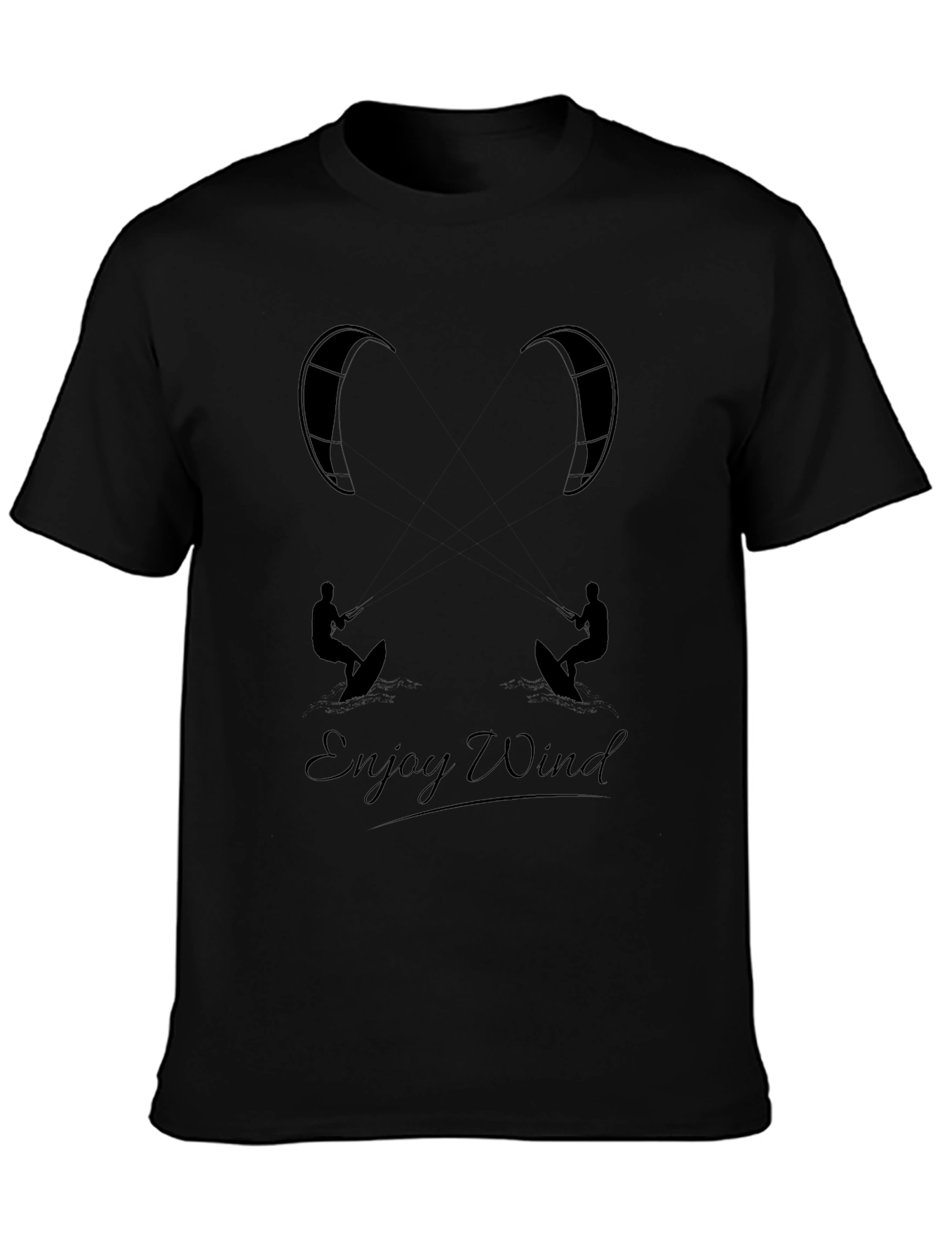 Enjoy Wind Black Graphic Tee - Kitesurfing T-Shirt