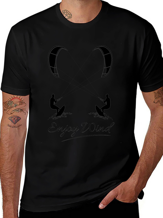 Enjoy Wind Black Graphic Tee - Kitesurfing T-Shirt