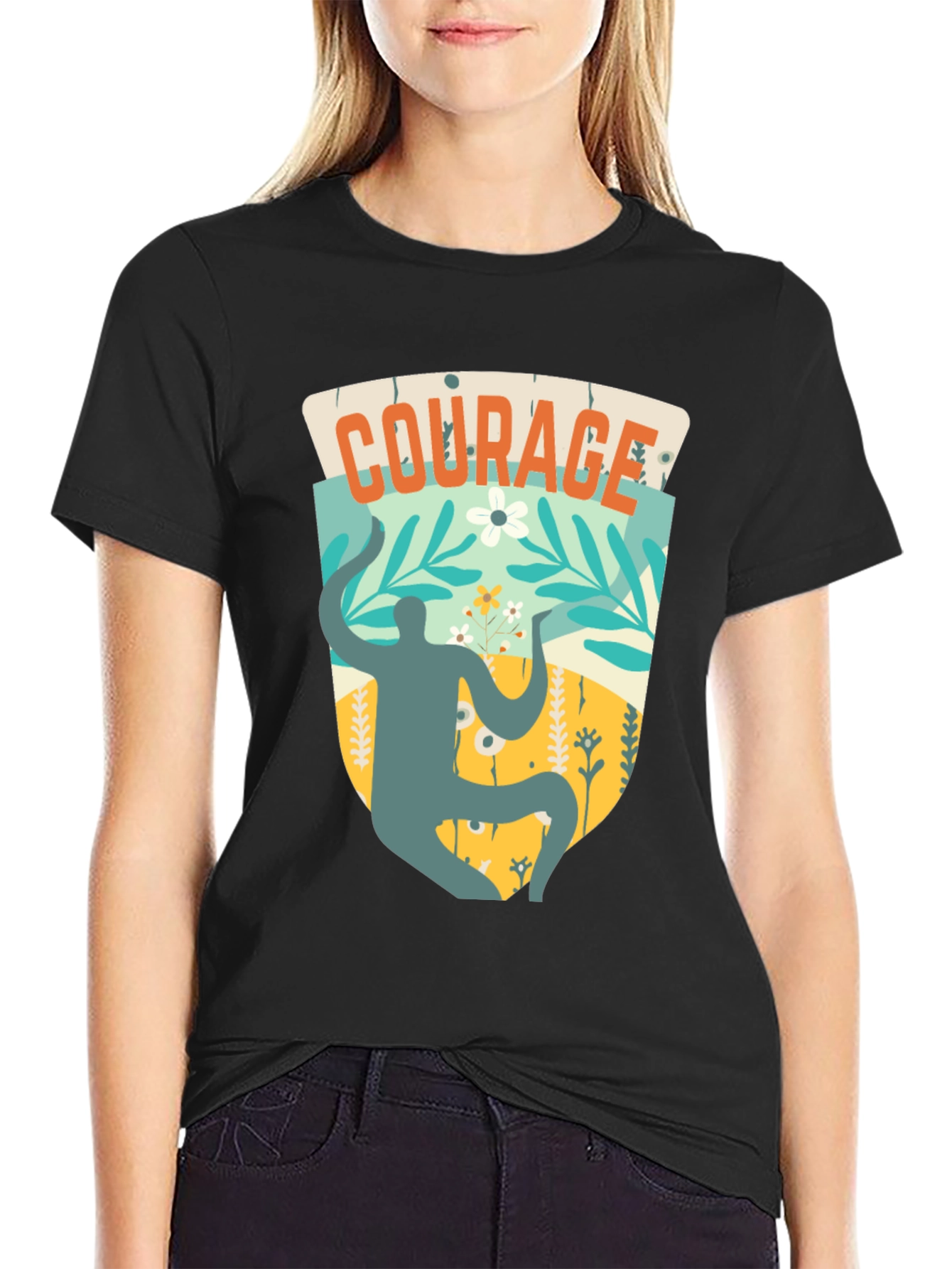 Courage Graphic T-Shirt - Black Cotton Tee