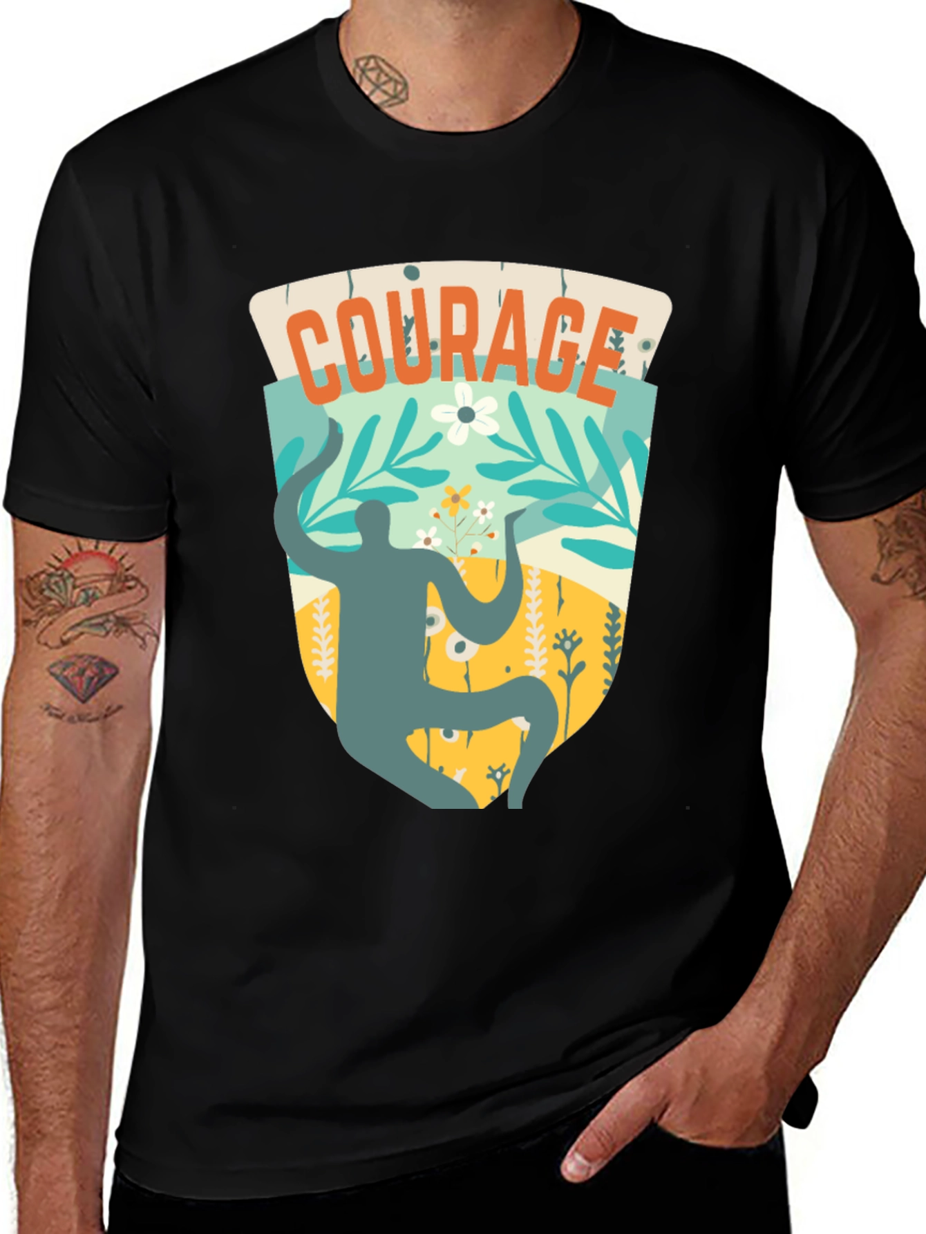 Courage Graphic T-Shirt - Black Cotton Tee