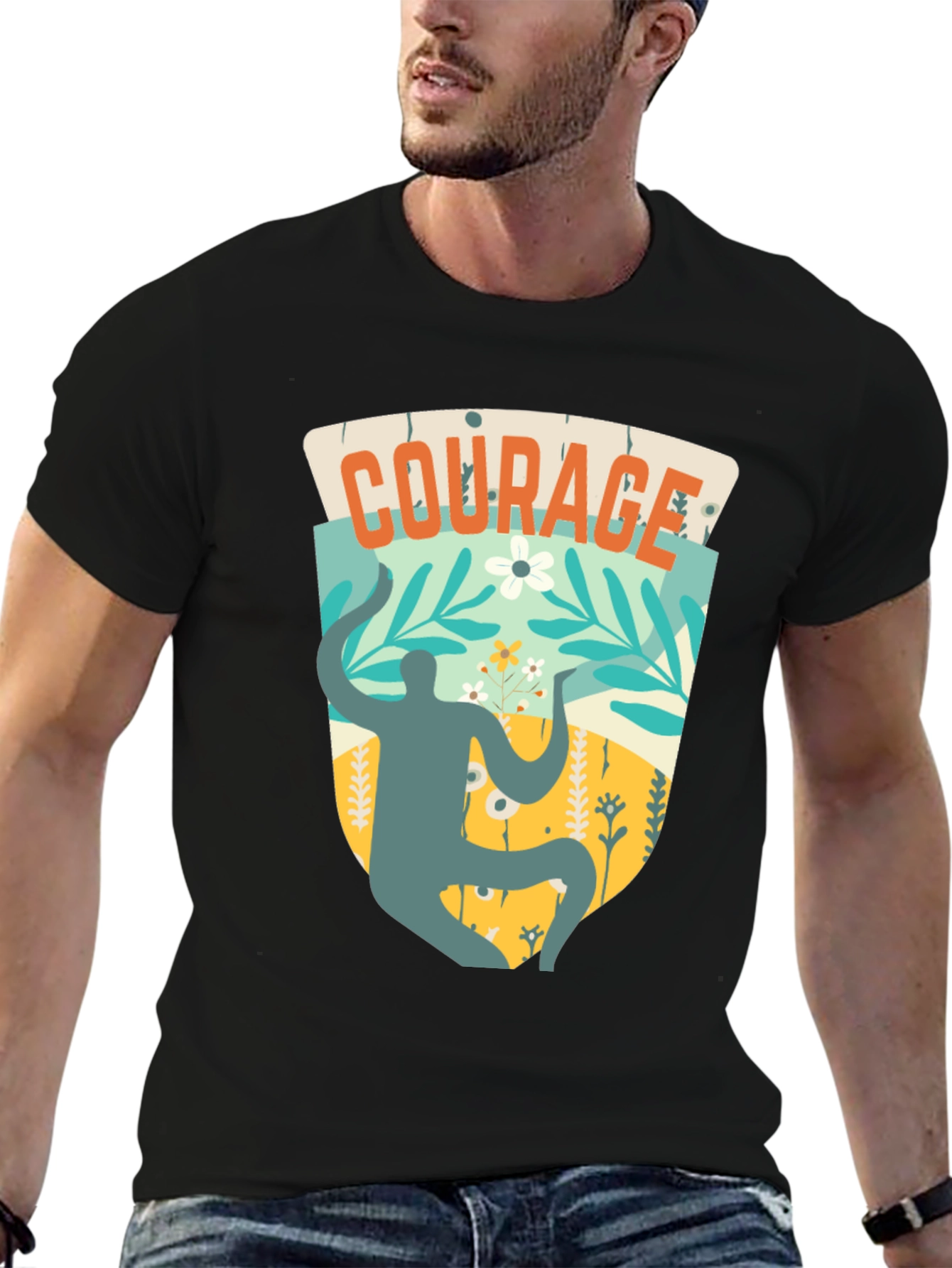 Courage Graphic T-Shirt - Black Cotton Tee