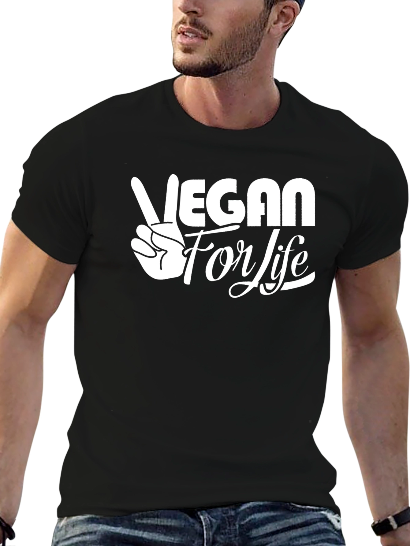 Vegan For Life Graphic T-Shirt - Black