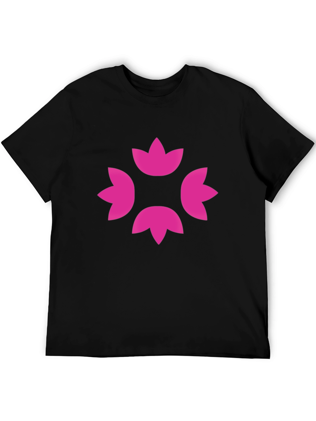 Stylish Black Tee with Pink Floral Design