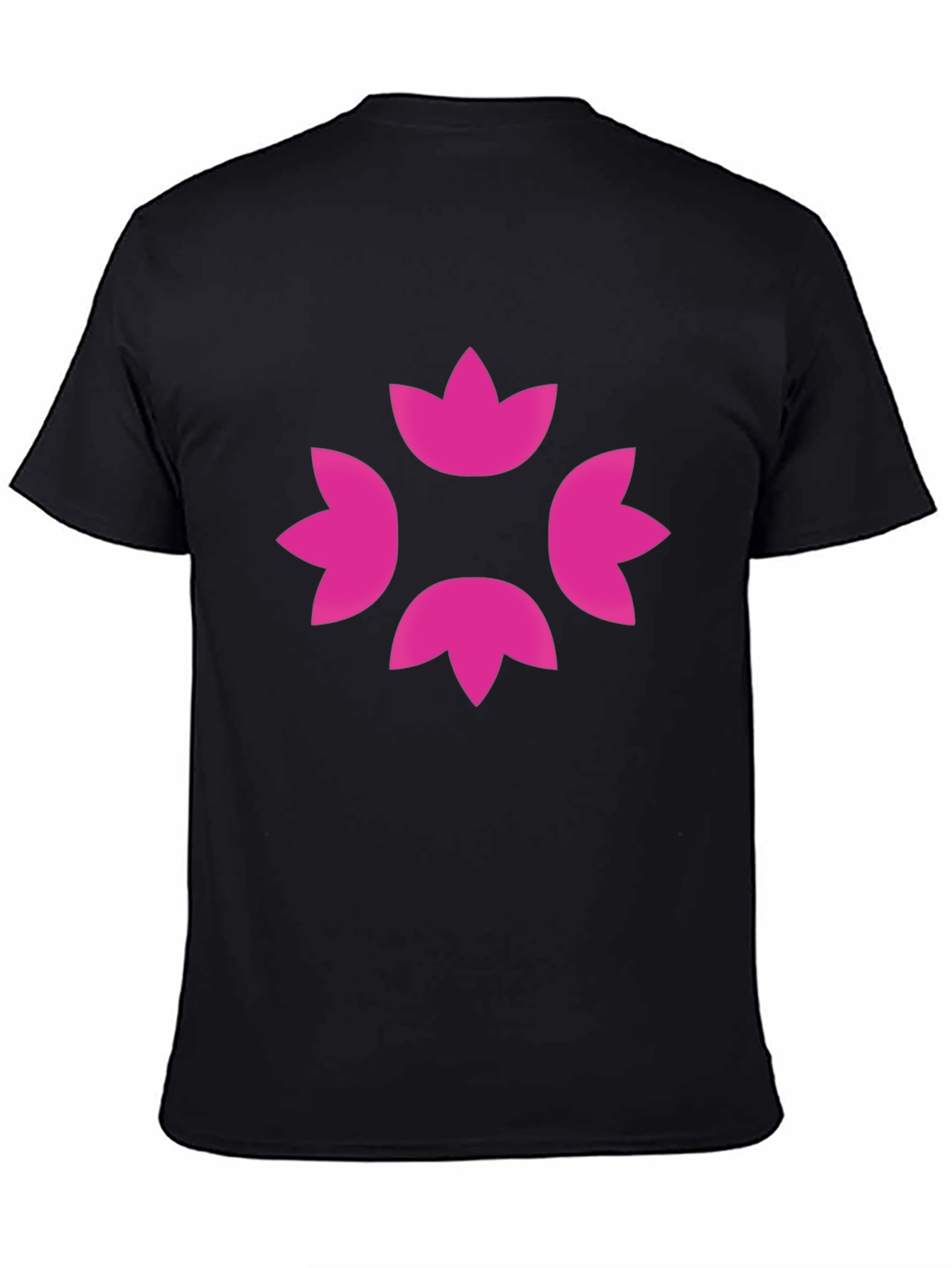 Stylish Black Tee with Pink Floral Design