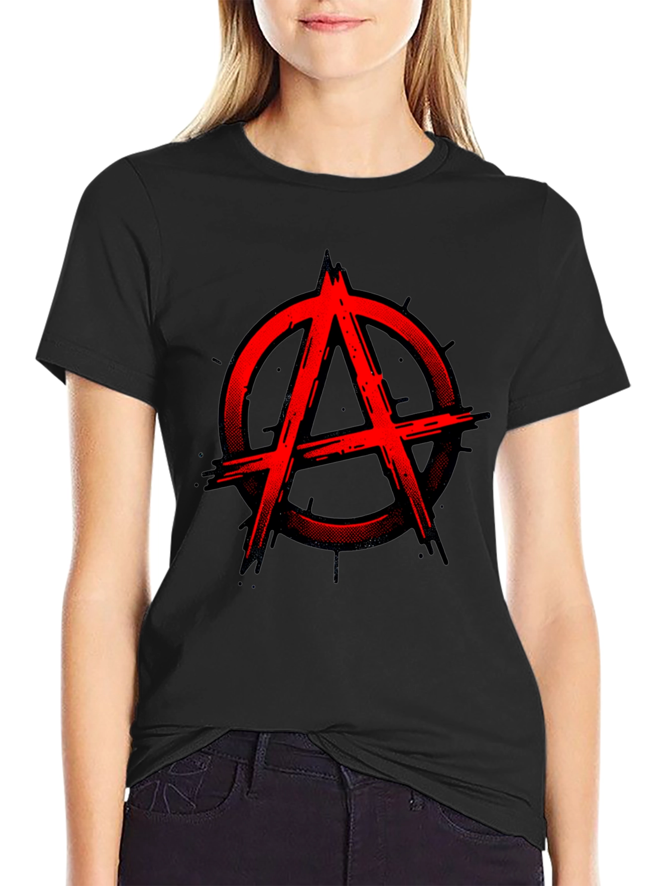 Anarchy Symbol Graphic Tee - Black Cotton Blend