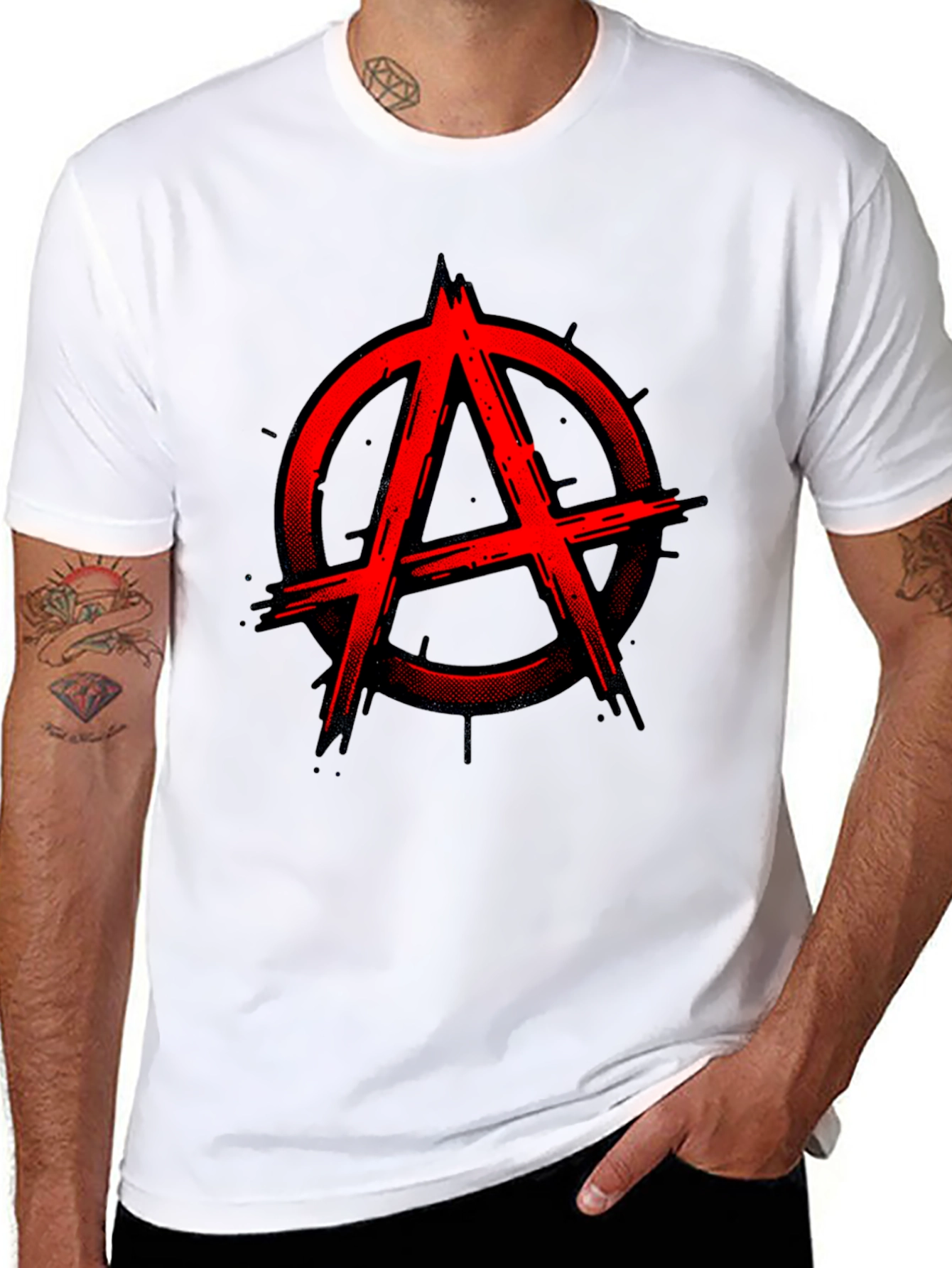 Anarchy Symbol Graphic Tee - Black Cotton Blend