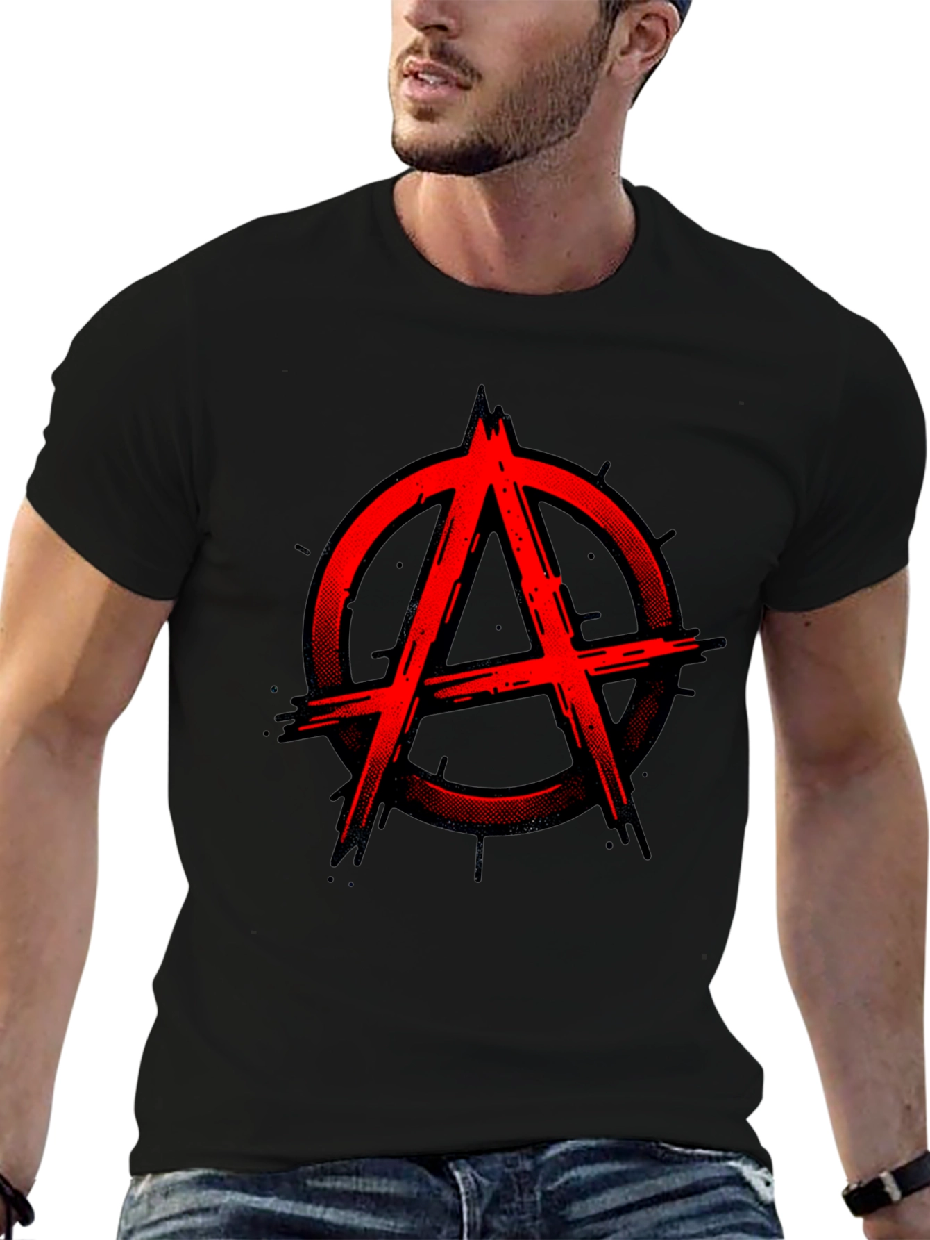 Anarchy Symbol Graphic Tee - Black Cotton Blend