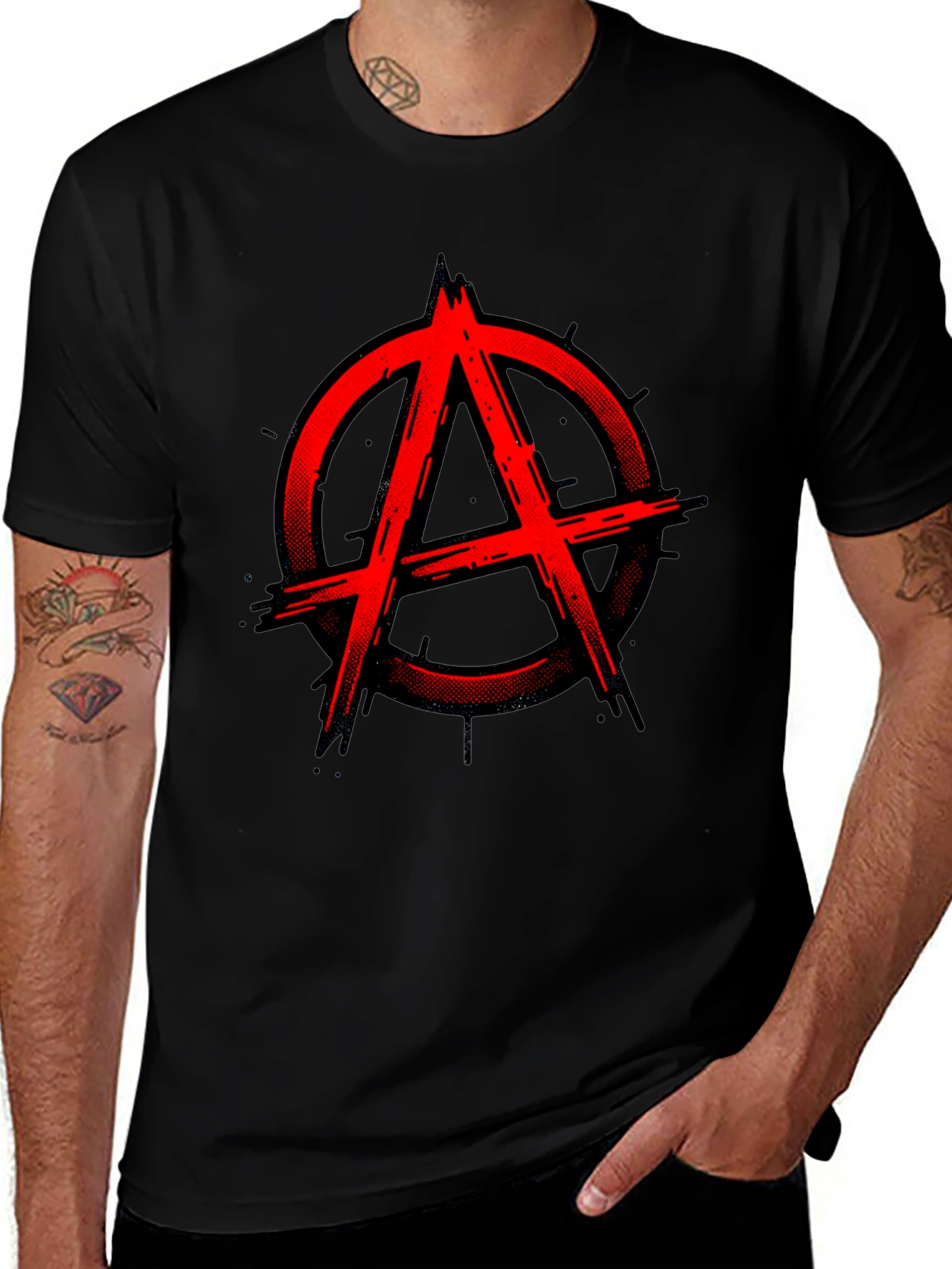 Anarchy Symbol Graphic Tee - Black Cotton Blend