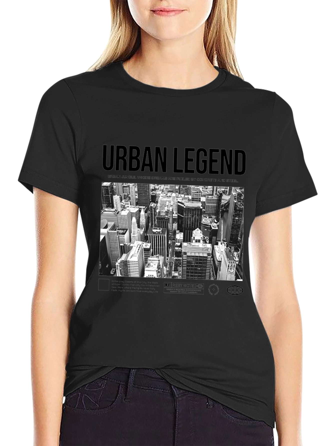 Urban Legend Cityscape Graphic Tee - Black