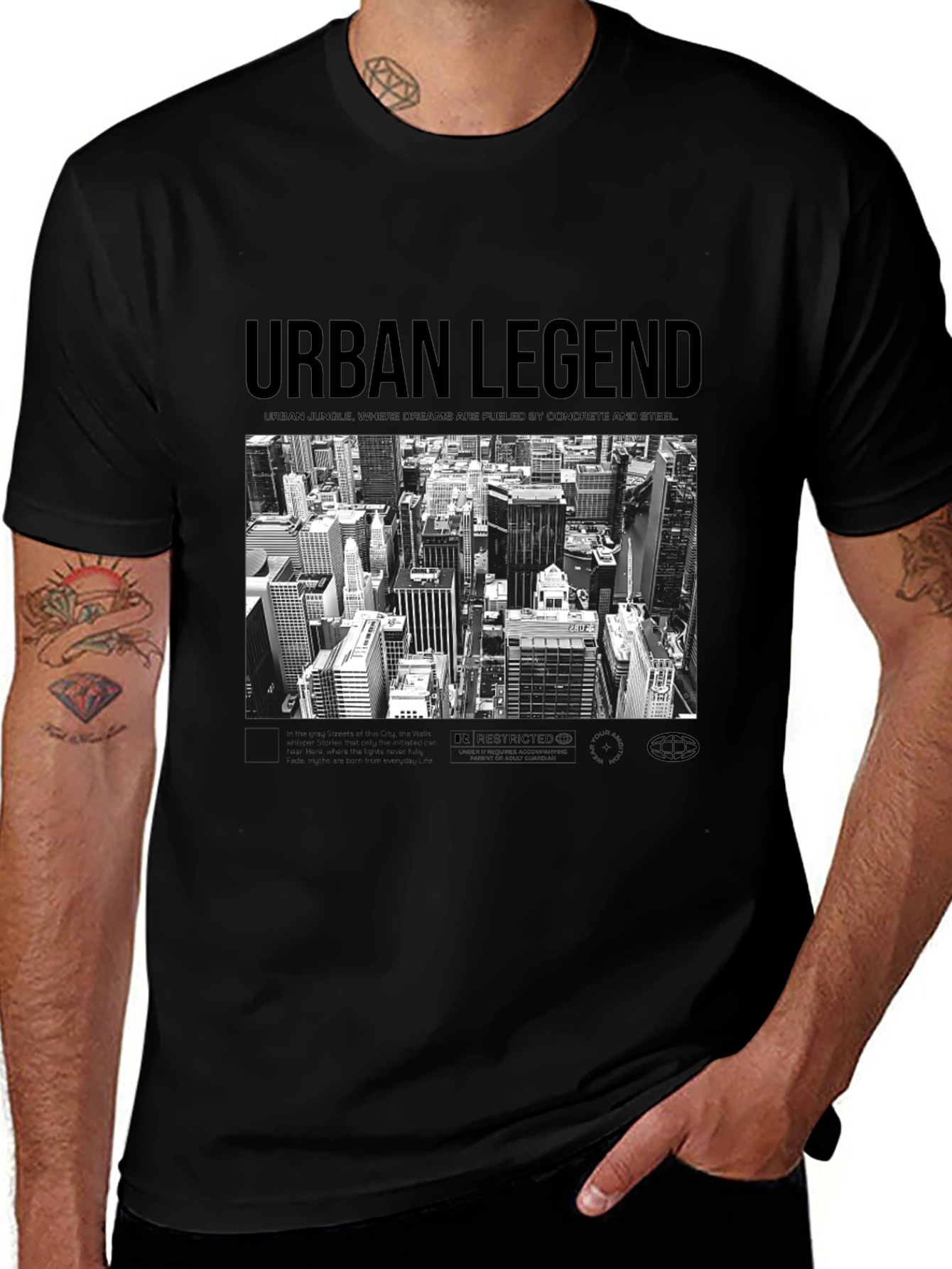 Urban Legend Cityscape Graphic Tee - Black