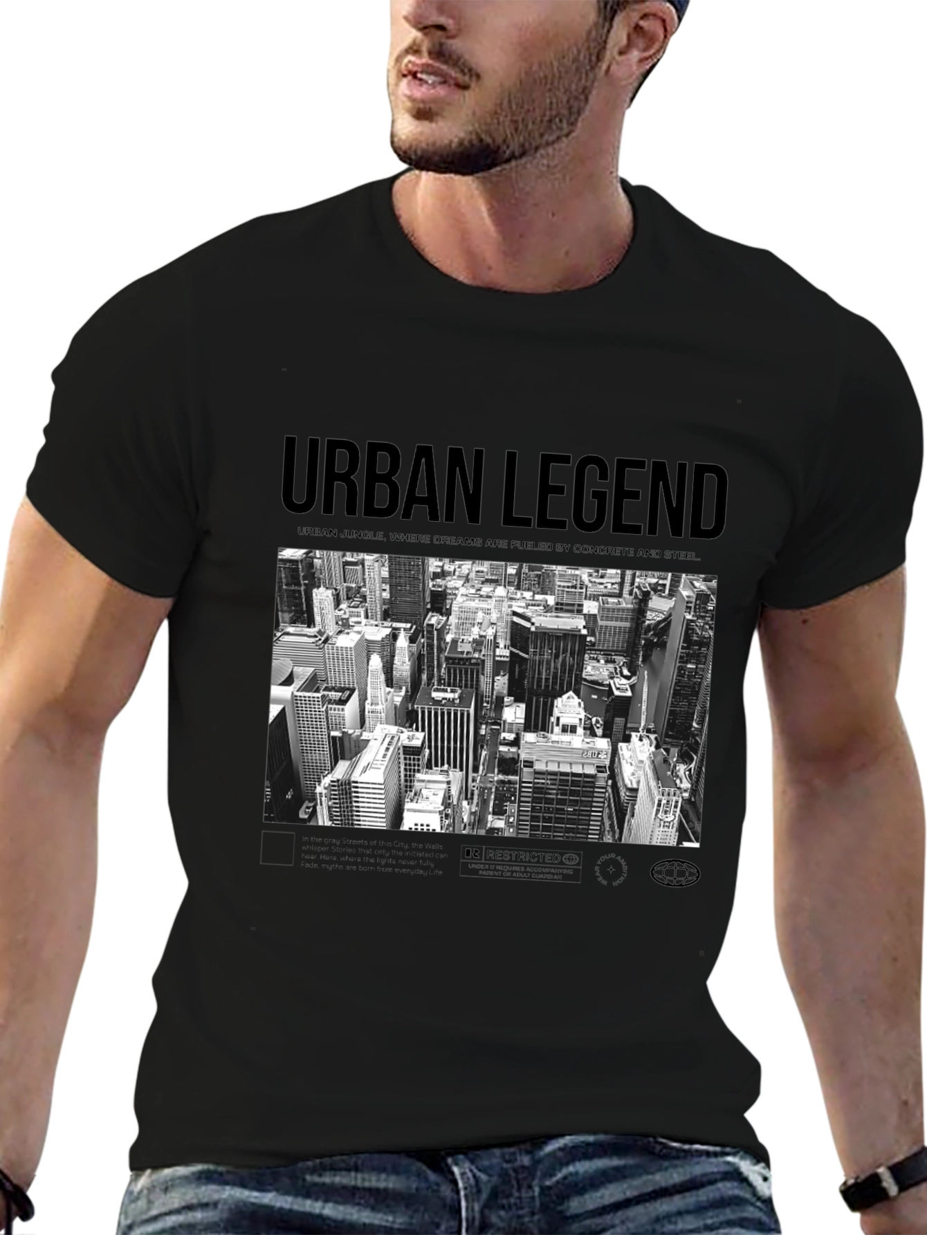 Urban Legend Cityscape Graphic Tee - Black