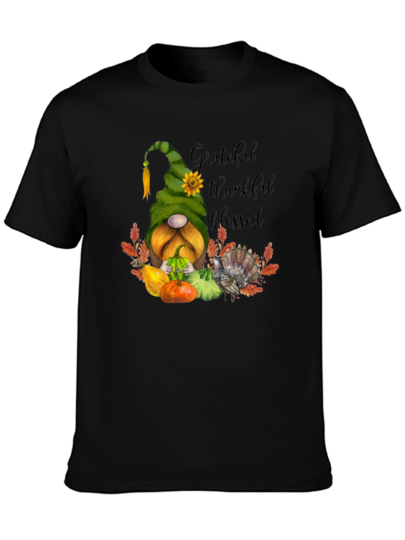 Grateful Thankful Blessed Thanksgiving Gnome T-Shirt