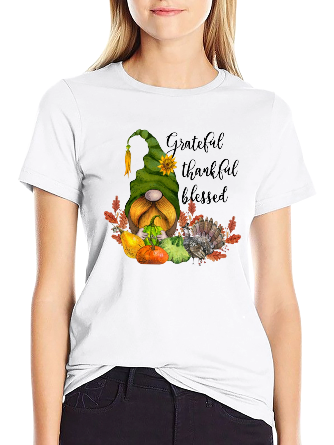 Grateful Thankful Blessed Thanksgiving Gnome T-Shirt