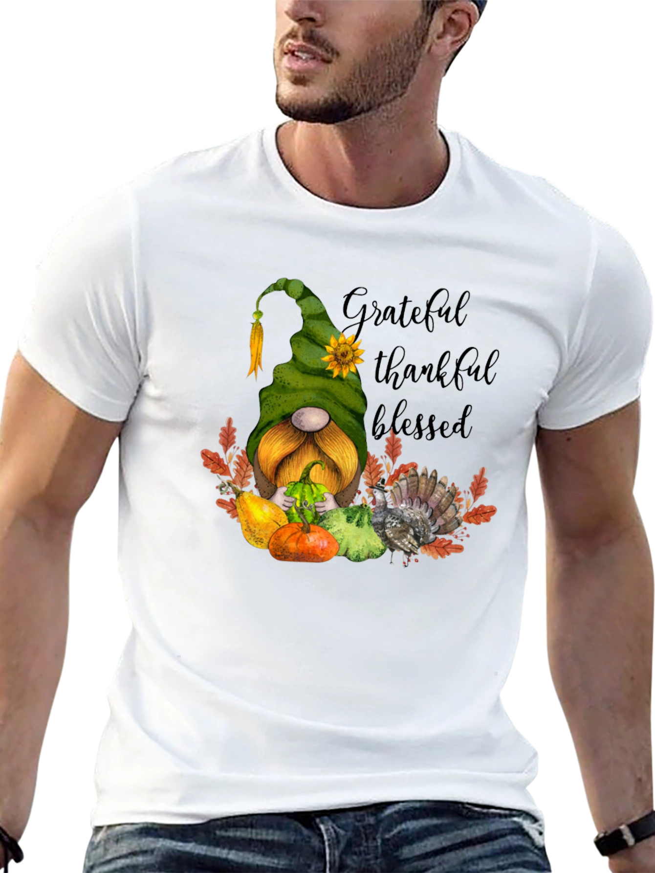 Grateful Thankful Blessed Thanksgiving Gnome T-Shirt