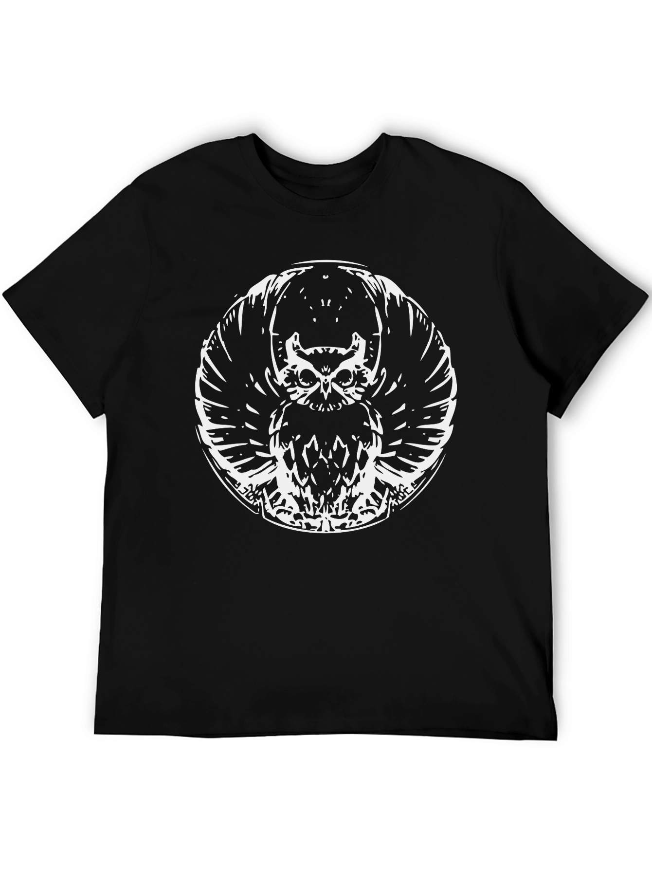 Black Owl Graphic Print Mens T-Shirt