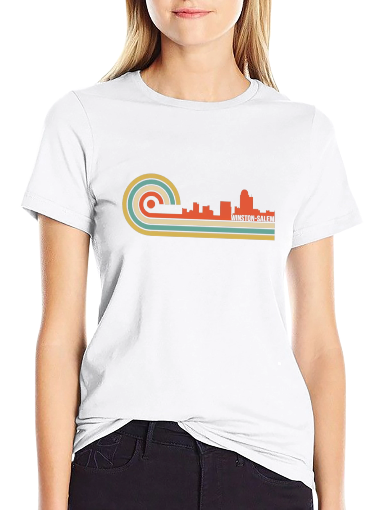 Retro Winston-Salem Skyline Graphic T-Shirt