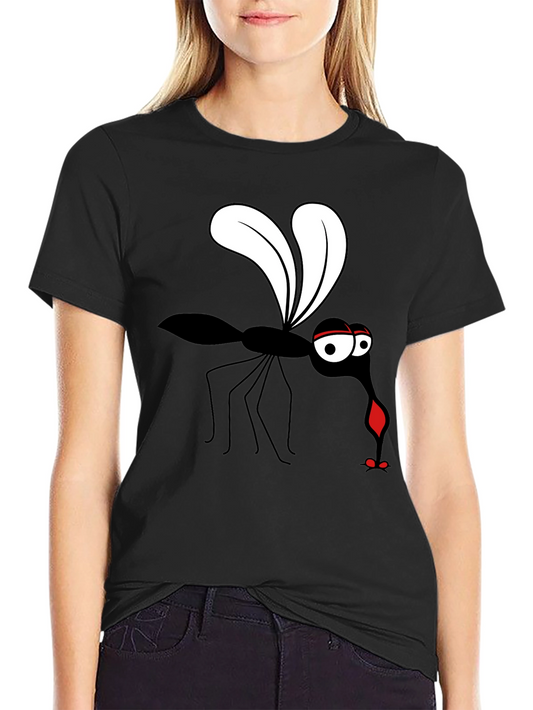 Funny Mosquito Graphic T-Shirt - Black Cotton Tee