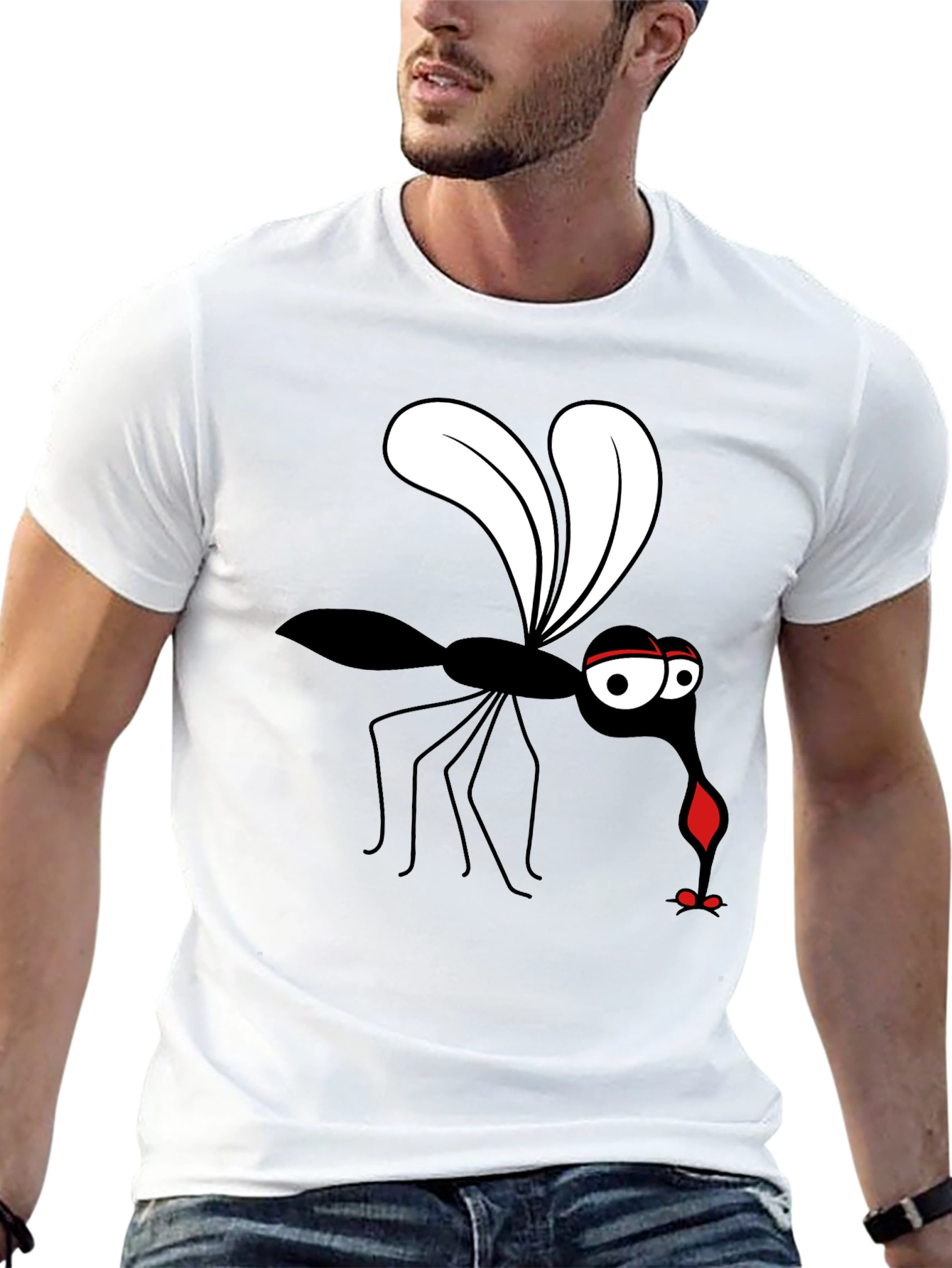 Funny Mosquito Graphic T-Shirt - Black Cotton Tee