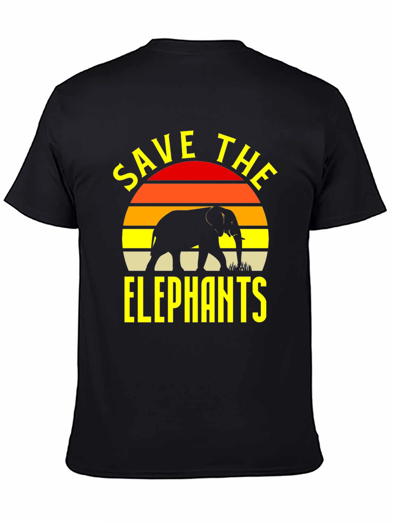Save The Elephants T-Shirt Black Wildlife Conservation Tee