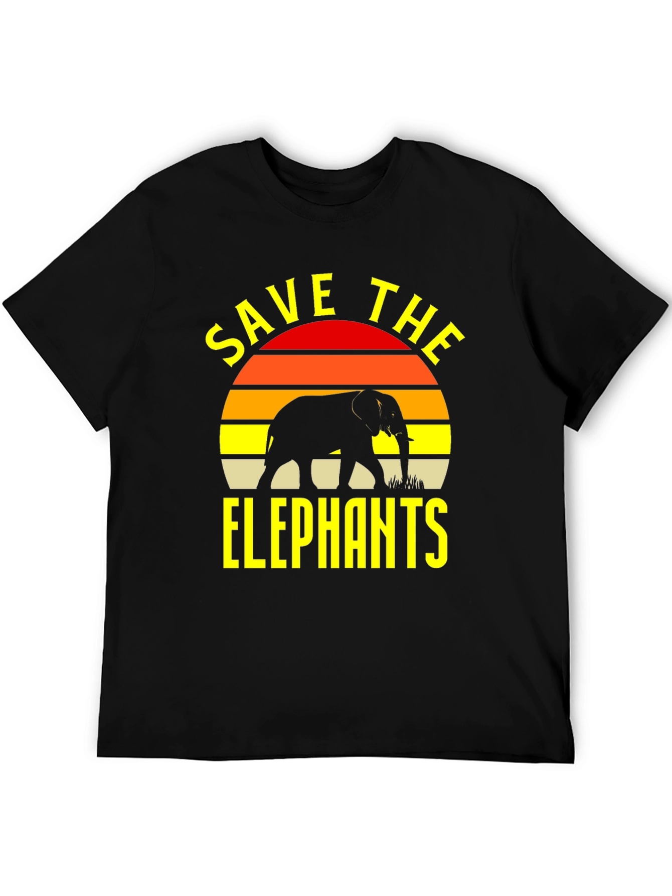 Save The Elephants T-Shirt Black Wildlife Conservation Tee