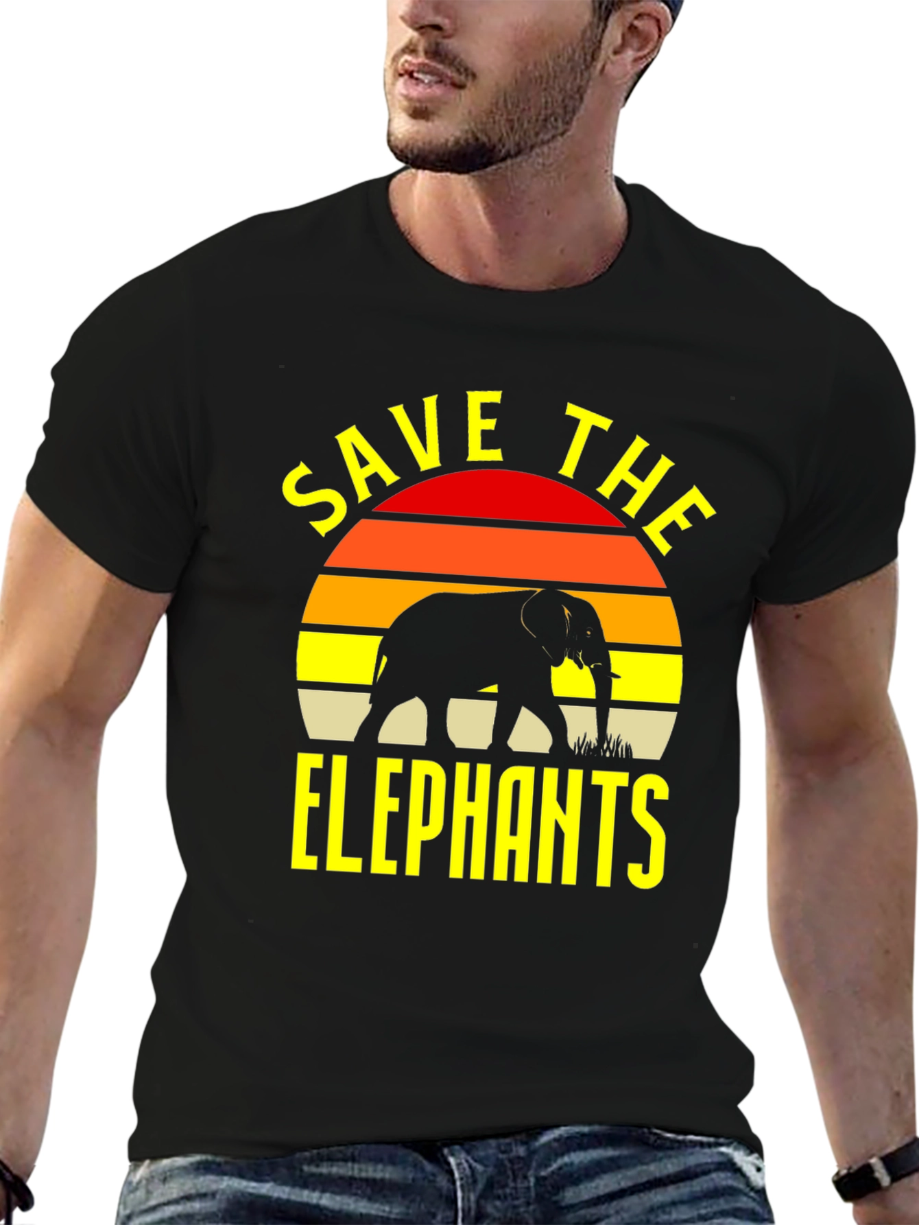 Save The Elephants T-Shirt Black Wildlife Conservation Tee