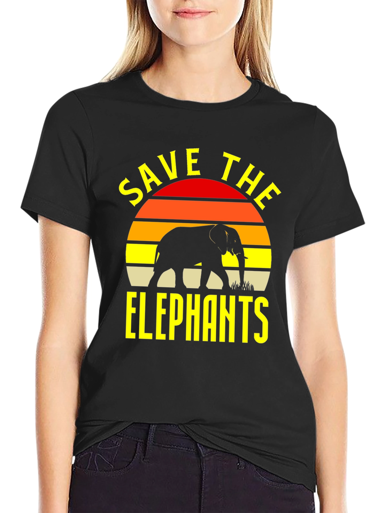 Save The Elephants T-Shirt Black Wildlife Conservation Tee