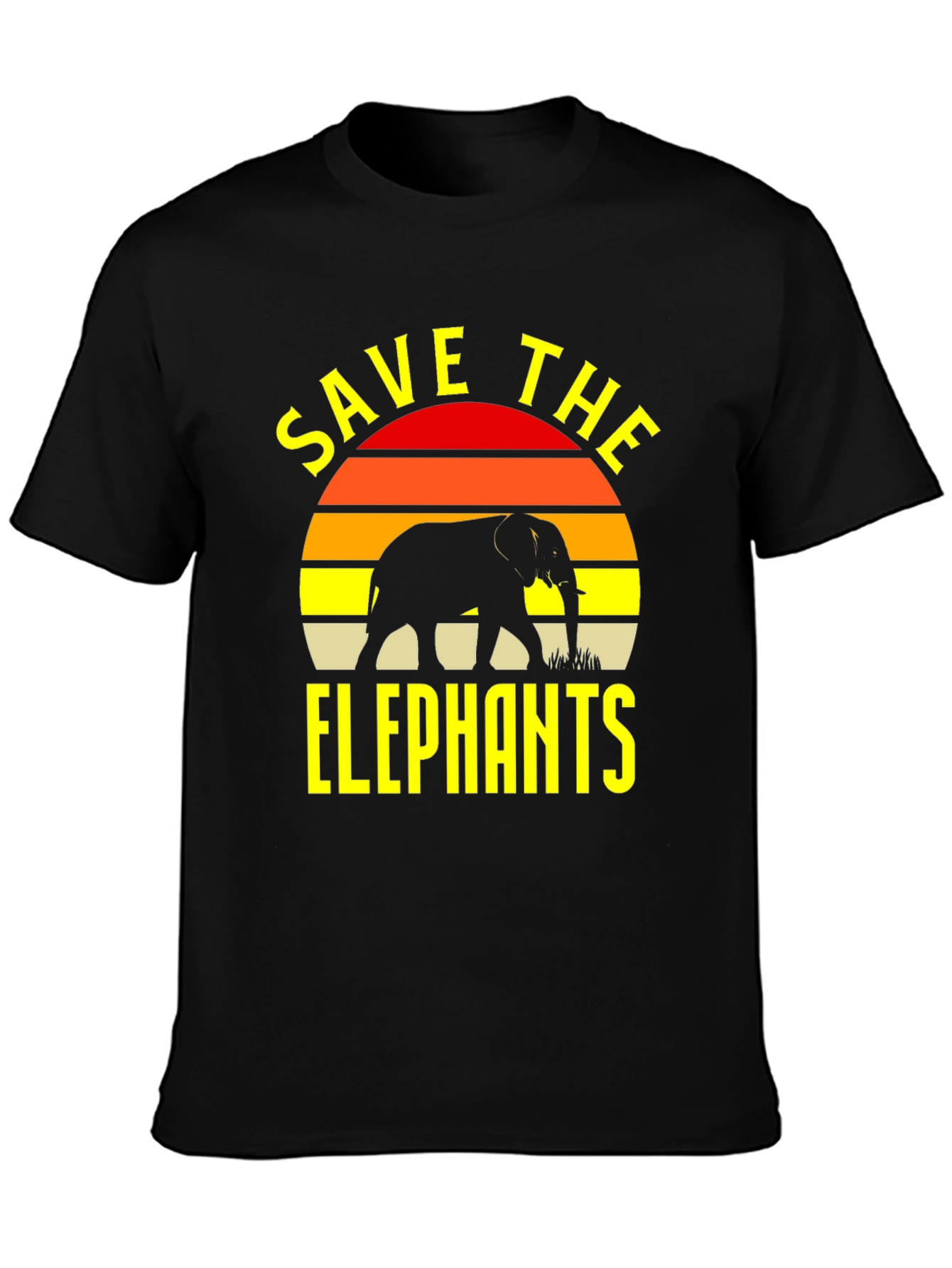 Save The Elephants T-Shirt Black Wildlife Conservation Tee