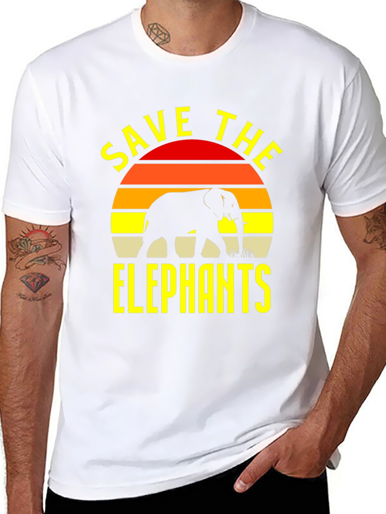 Save The Elephants T-Shirt Black Wildlife Conservation Tee
