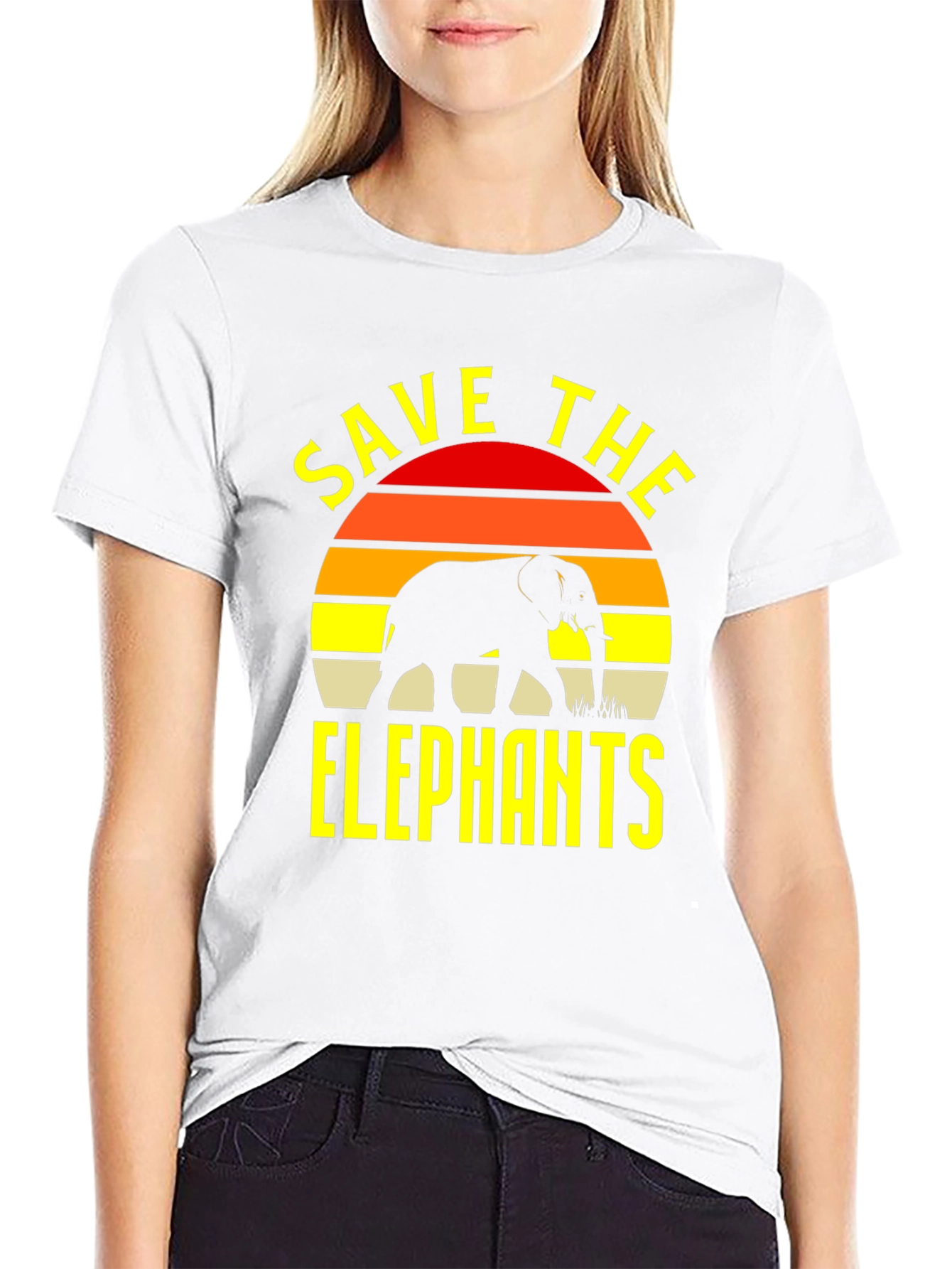Save The Elephants T-Shirt Black Wildlife Conservation Tee