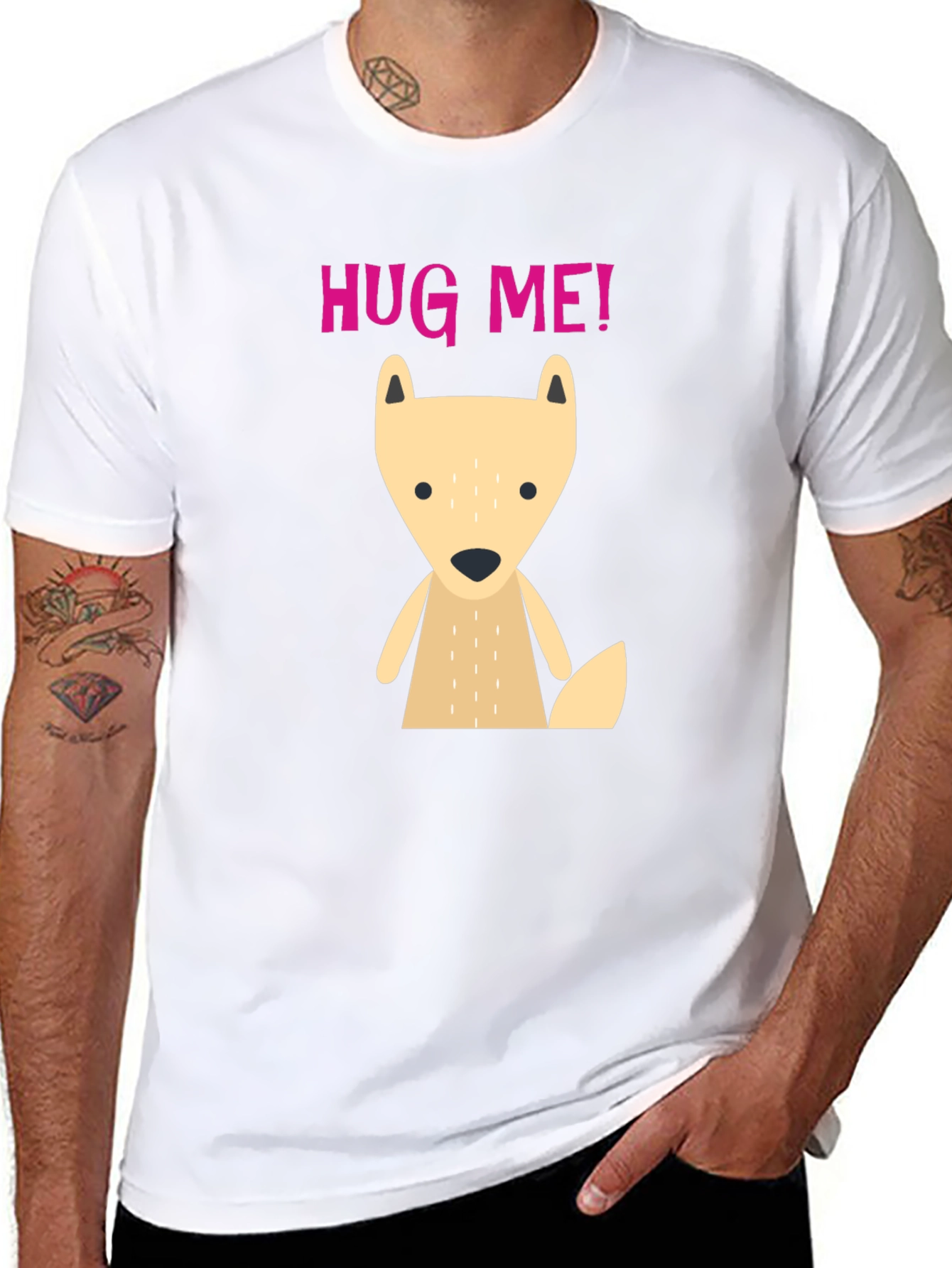 Cute Cartoon Fox Hug Me! Graphic T-Shirt