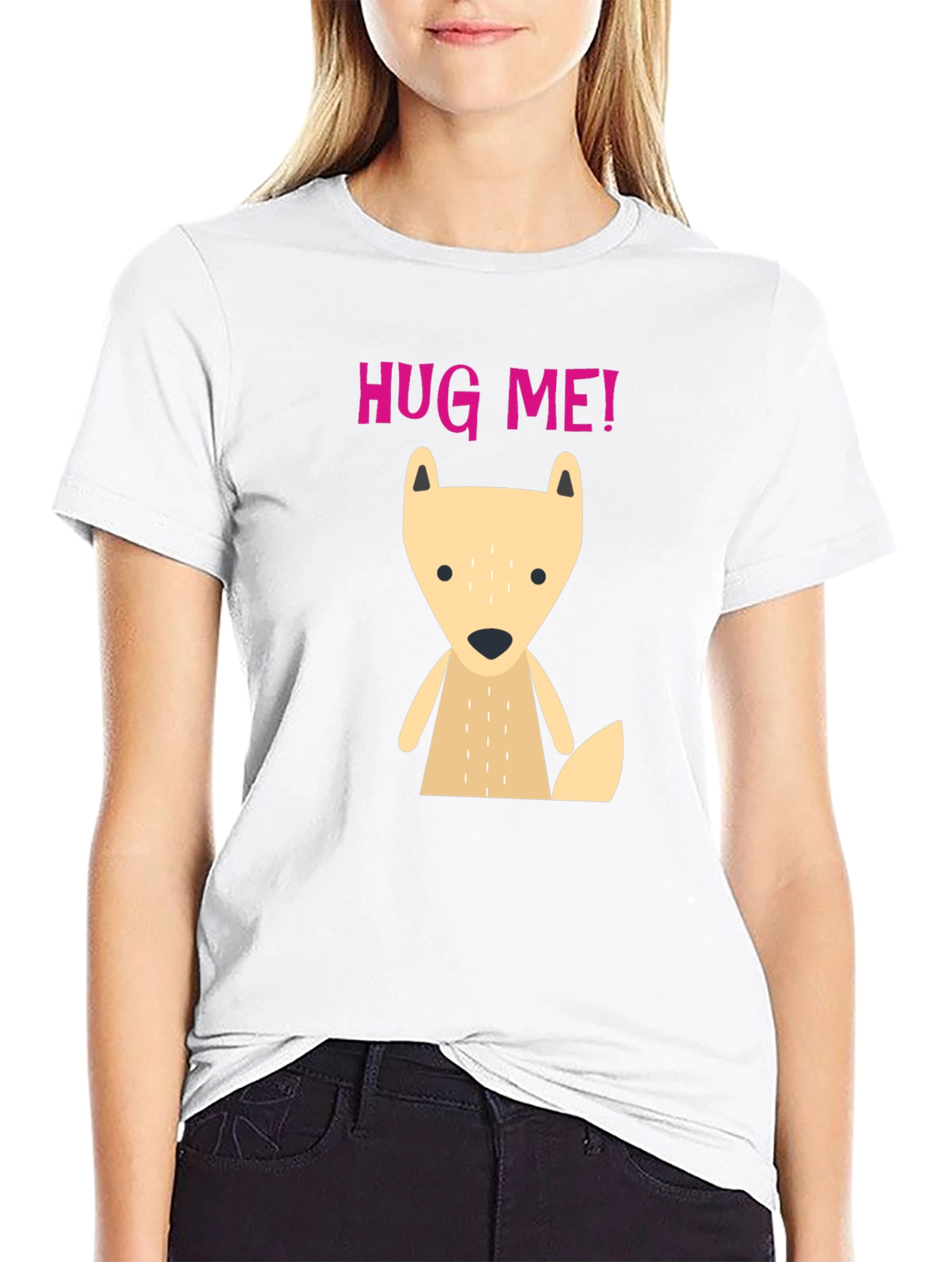 Cute Cartoon Fox Hug Me! Graphic T-Shirt