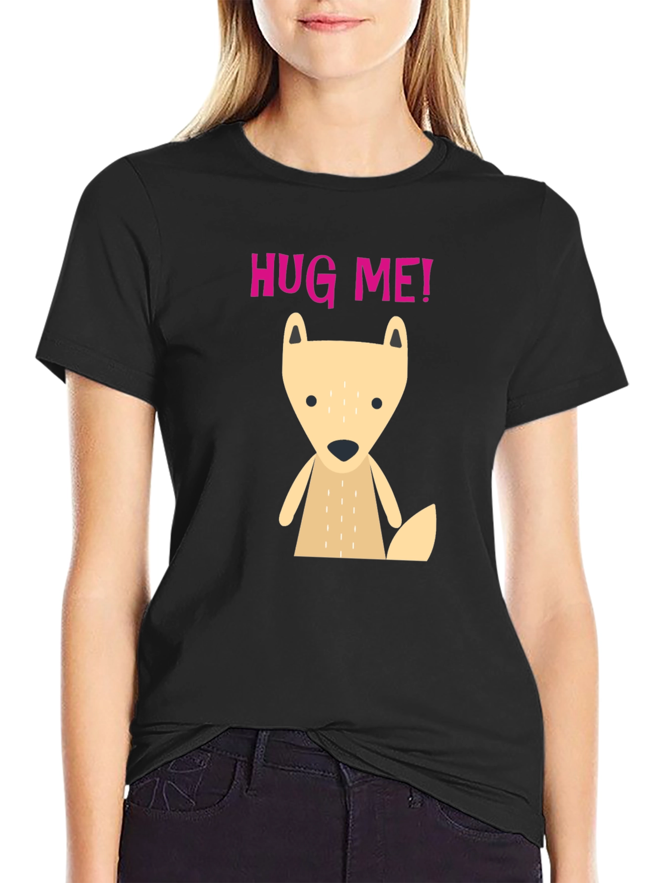 Cute Cartoon Fox Hug Me! Graphic T-Shirt