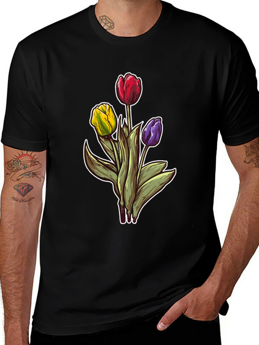 Floral Tulip Bouquet T-Shirt - Trendy Graphic Tee