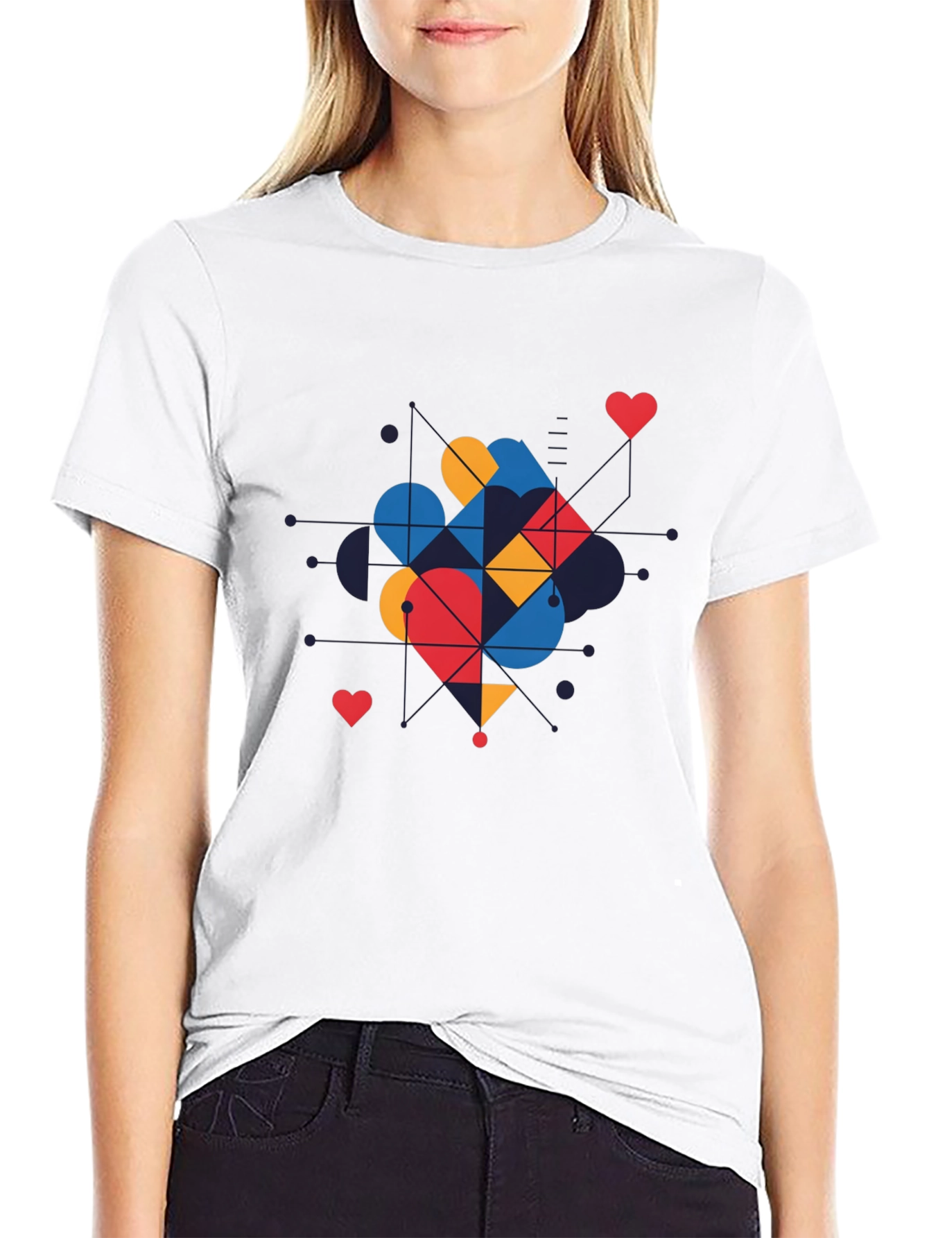 Geometric Heart Graphic Tee - Modern Love Shirt