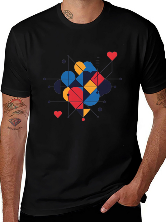 Geometric Heart Graphic Tee - Modern Love Shirt