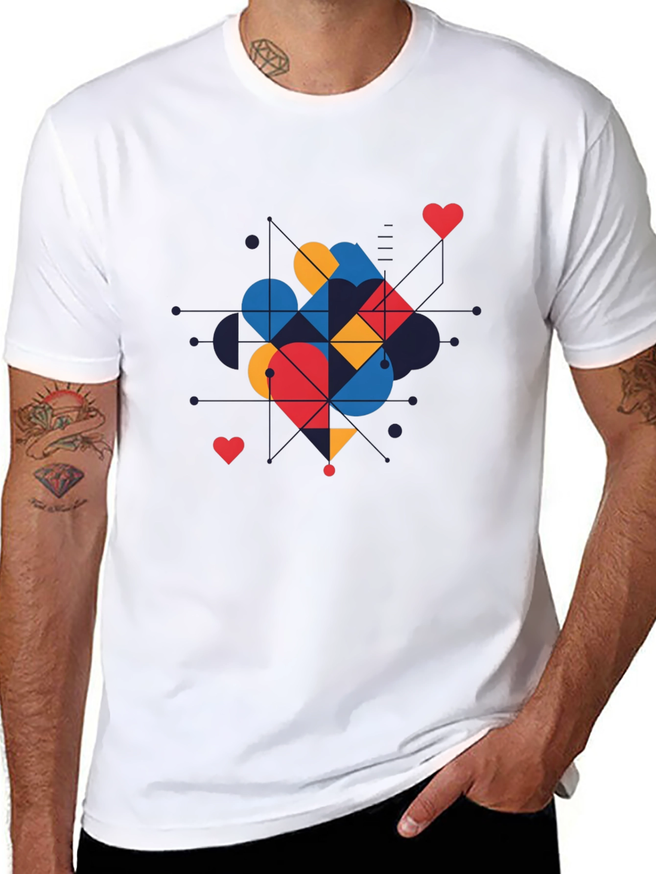 Geometric Heart Graphic Tee - Modern Love Shirt