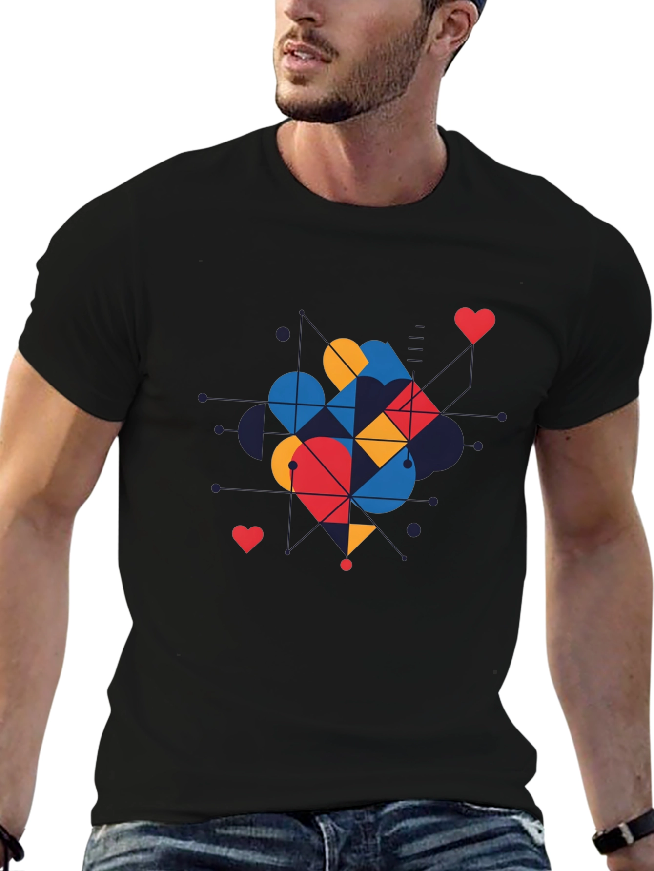 Geometric Heart Graphic Tee - Modern Love Shirt