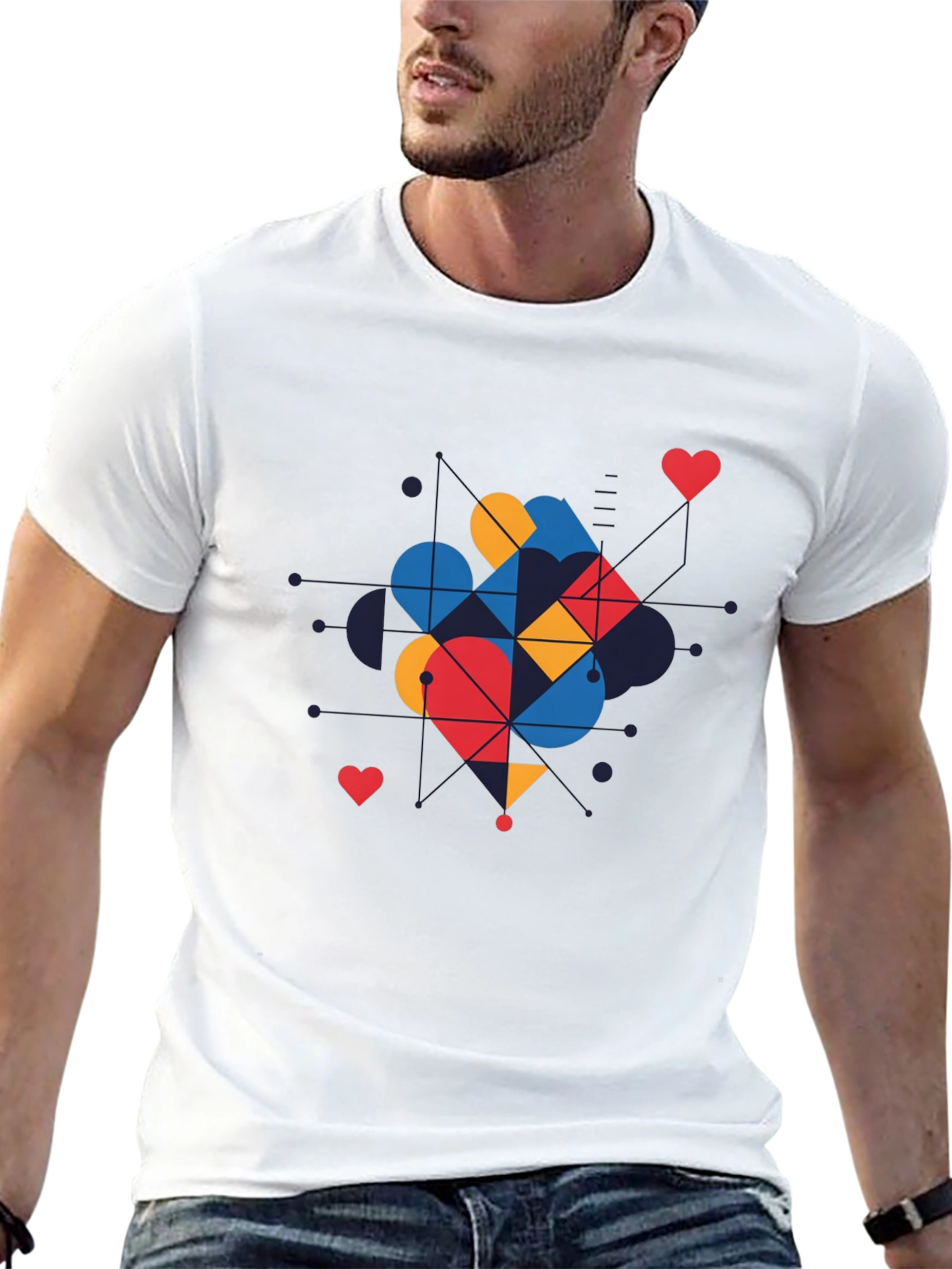 Geometric Heart Graphic Tee - Modern Love Shirt