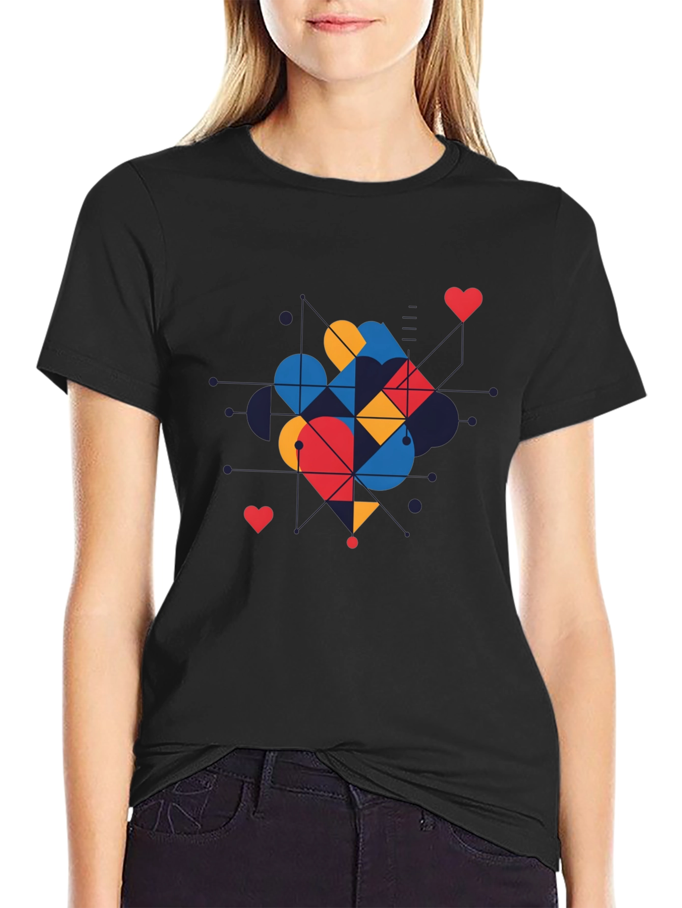 Geometric Heart Graphic Tee - Modern Love Shirt