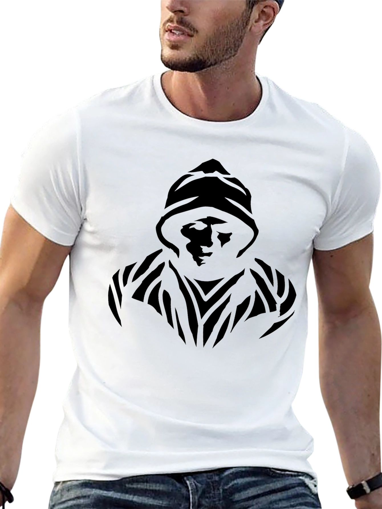 Mystic Hooded Figure Graphic Black T-Shirt