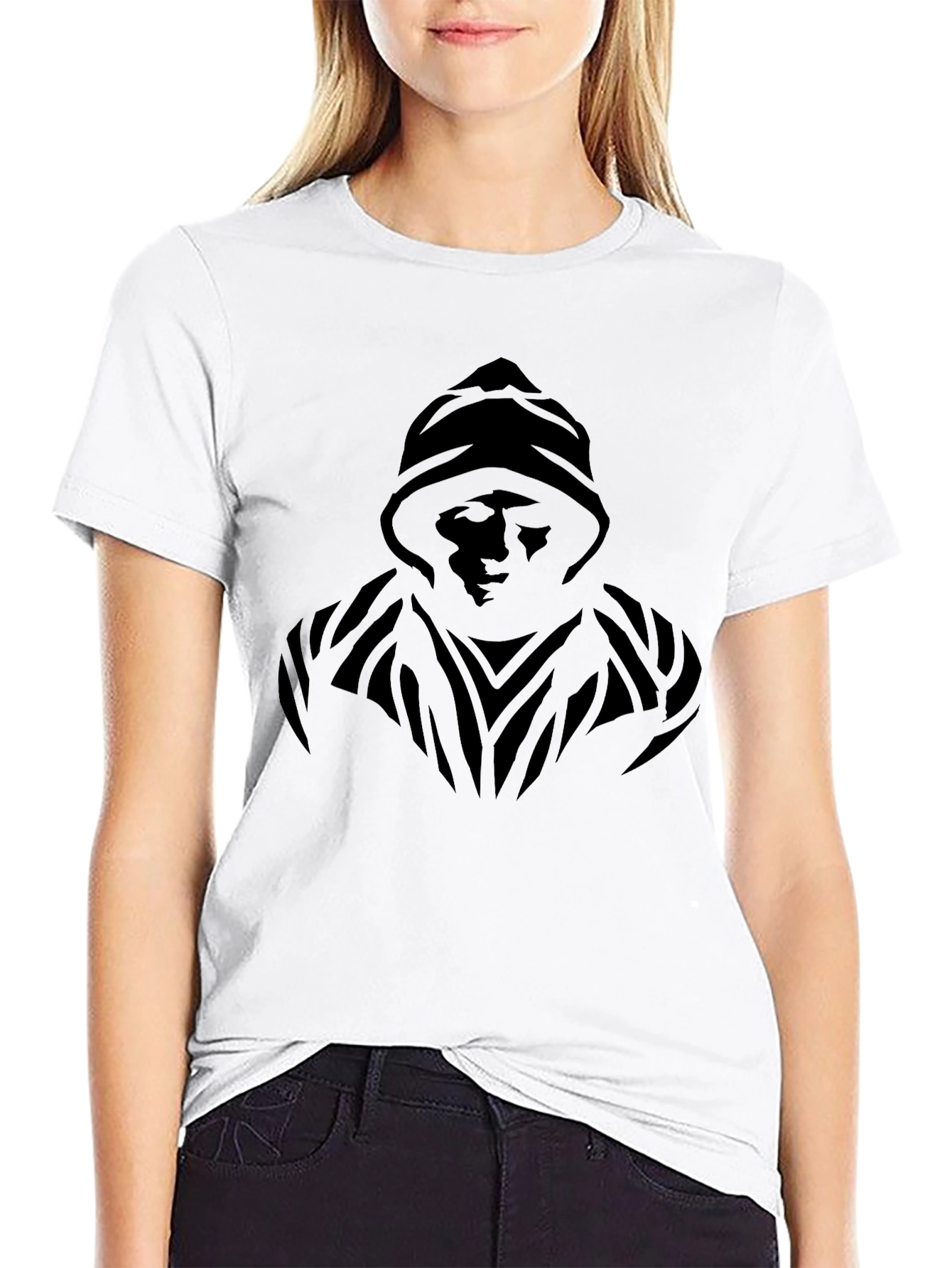 Mystic Hooded Figure Graphic Black T-Shirt