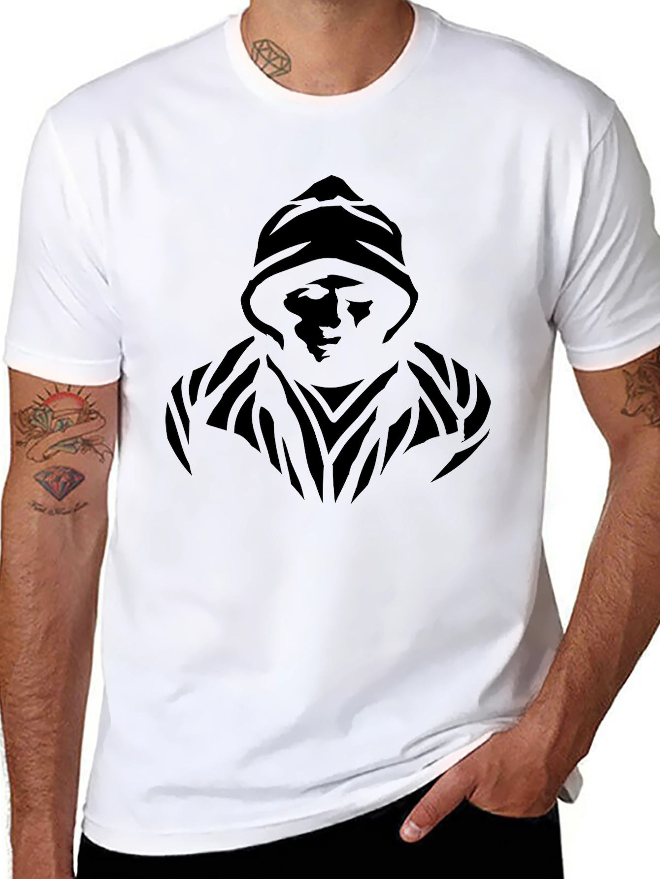 Mystic Hooded Figure Graphic Black T-Shirt