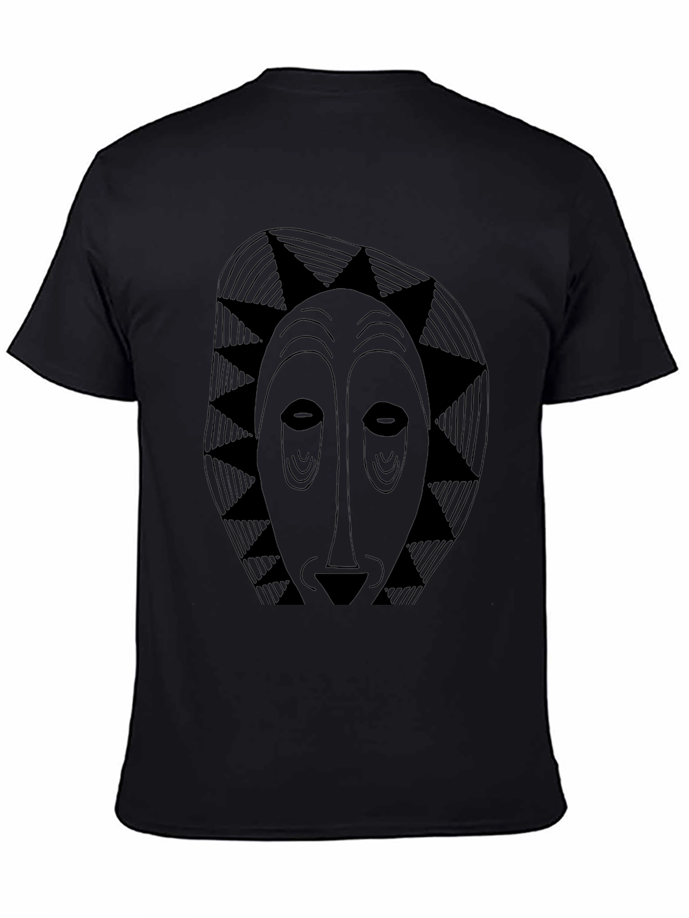 Black Tribal Mask Graphic T-Shirt - Unique Design